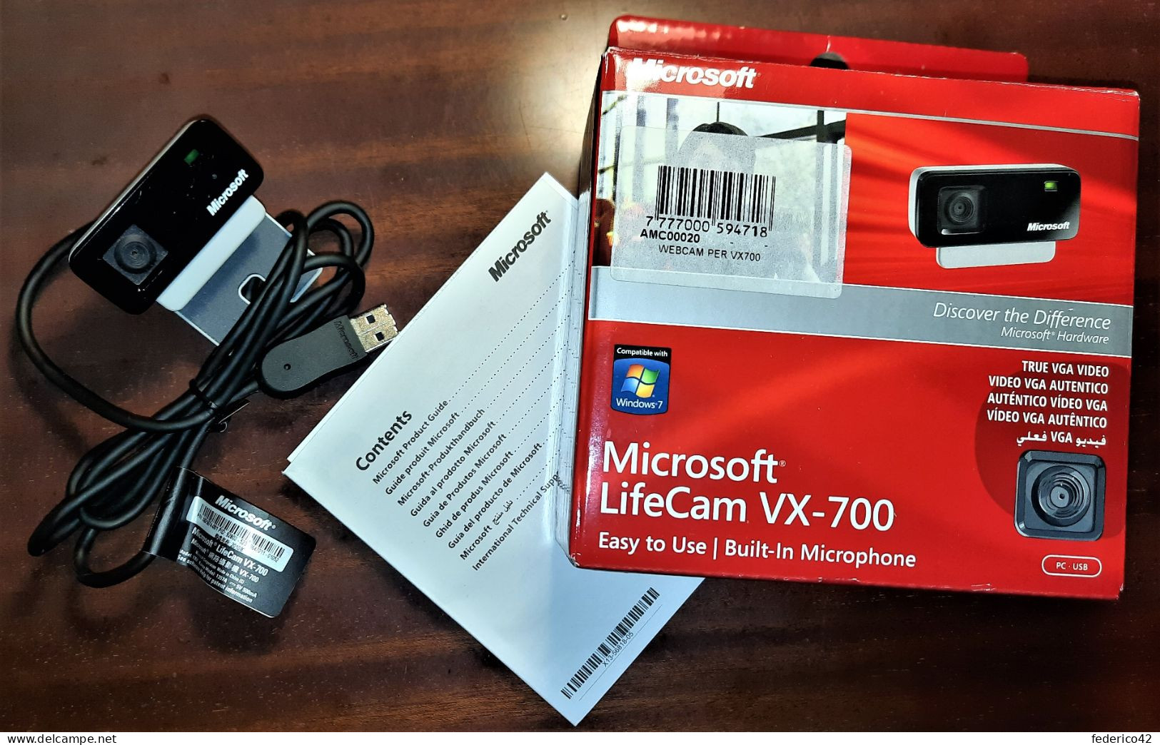 MICROSOFT LIFECAM VX-700 WEBCAM CON MICROFONO INCORPORATO MAI USATA ADATTA  PER TUTTI I PC - Caméscope (Cámara)