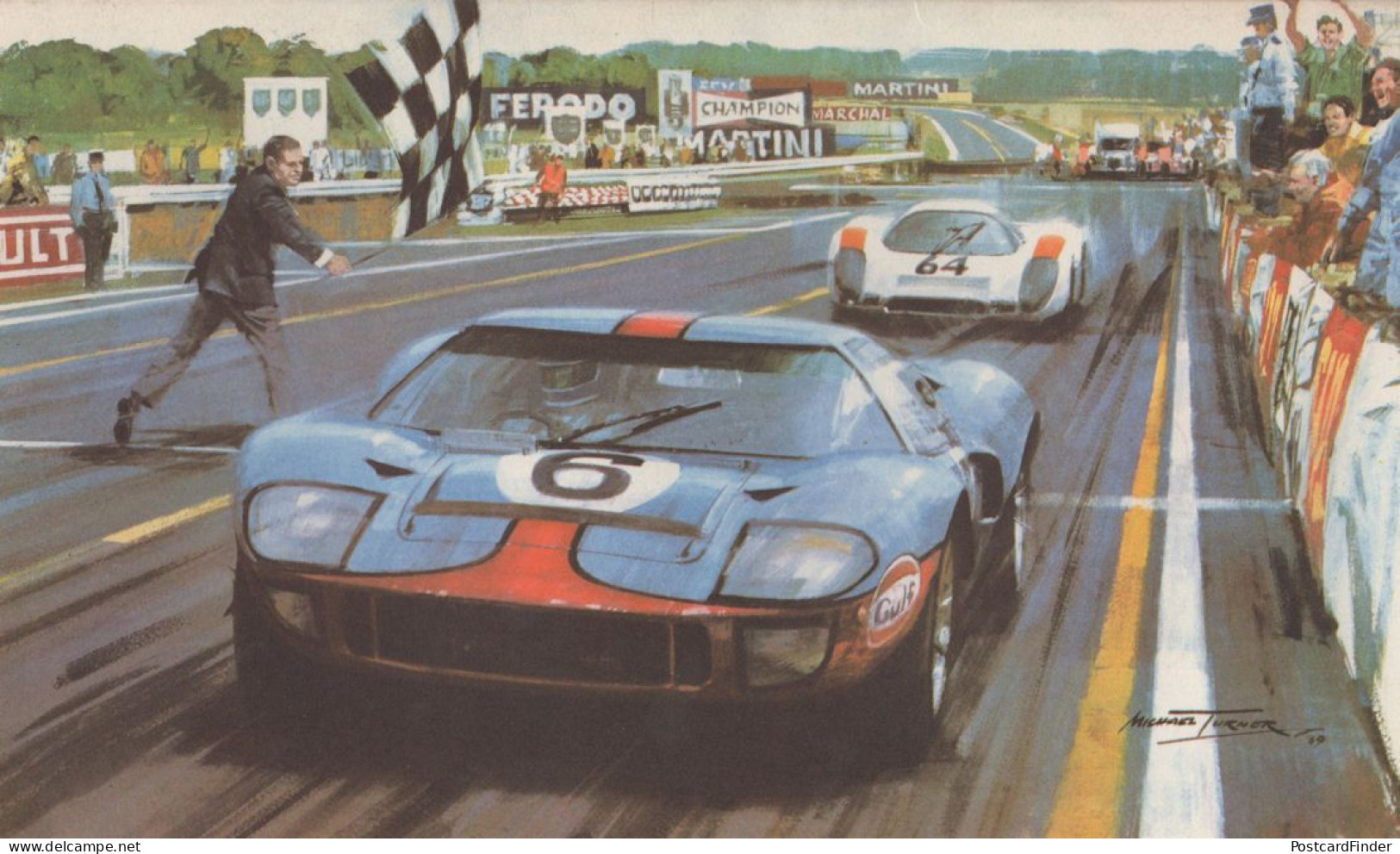 1969 Le Mans Motor Race Ickx Oliver Ford Vintage Painting Card - Le Mans