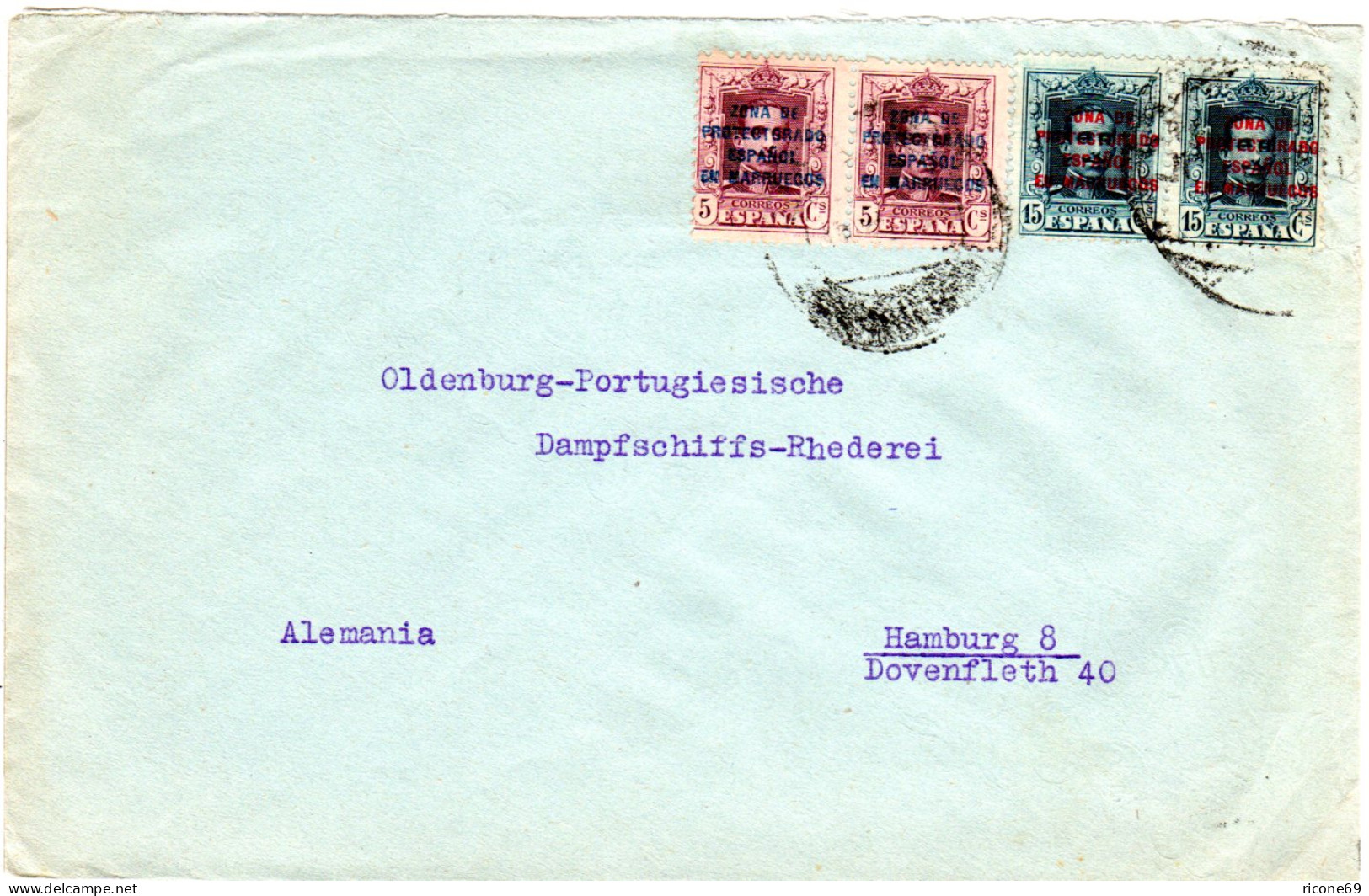 Marokko 1928, Paar 15 U. 5 C. Zona De...Marruecos Auf Brief V. LARACHE  - Autres - Afrique
