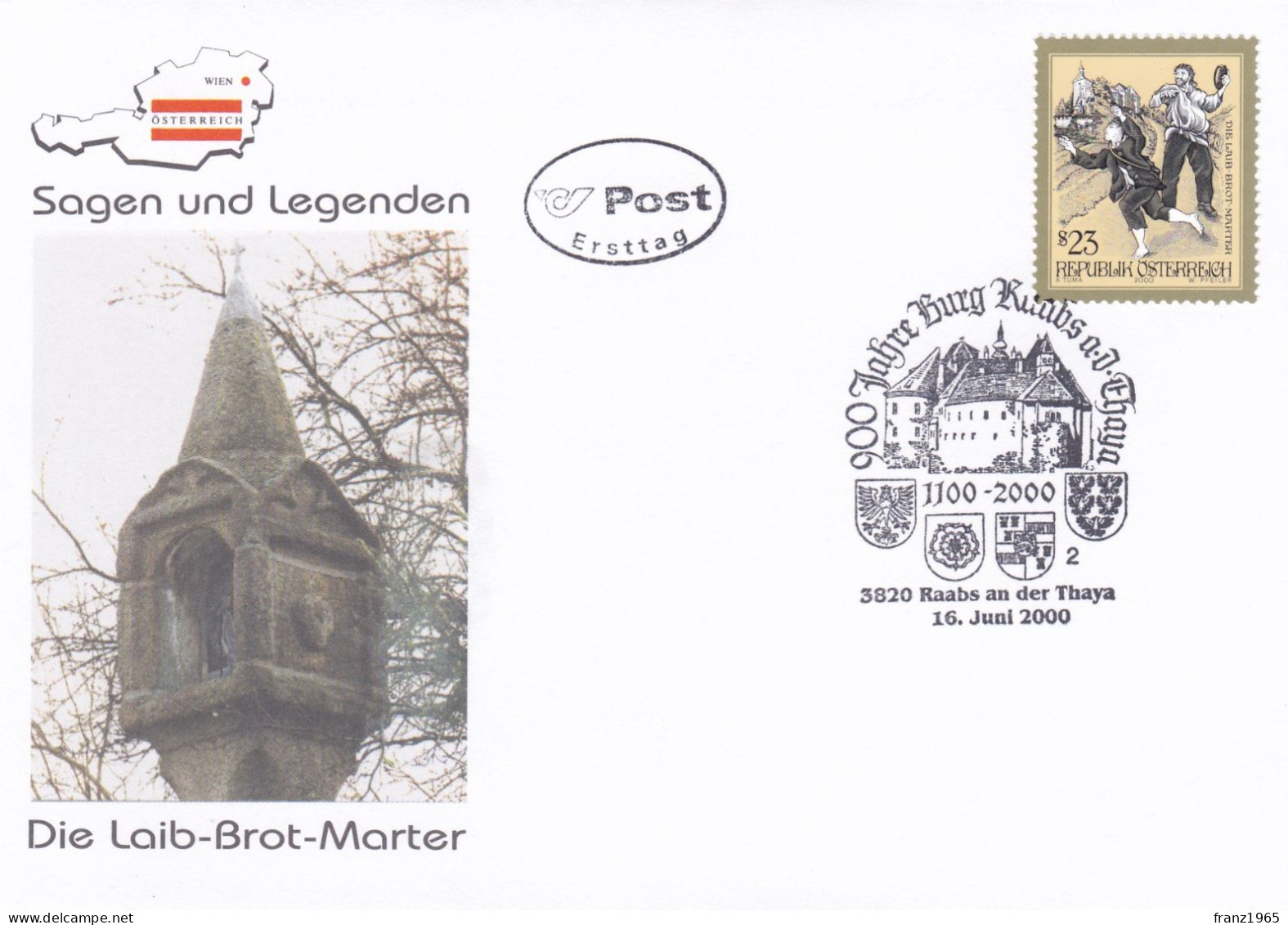 900 Jahre Burg Raabs An Der Thaya - 2000 - Storia Postale