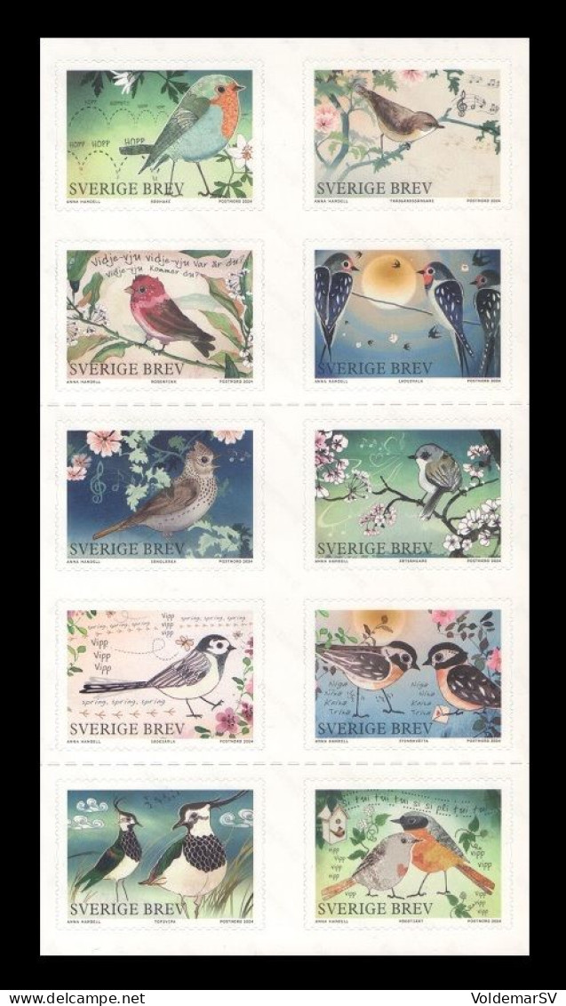Sweden 2024 Mih. 3520/29 Fauna. Spring Birds MNH ** - Unused Stamps