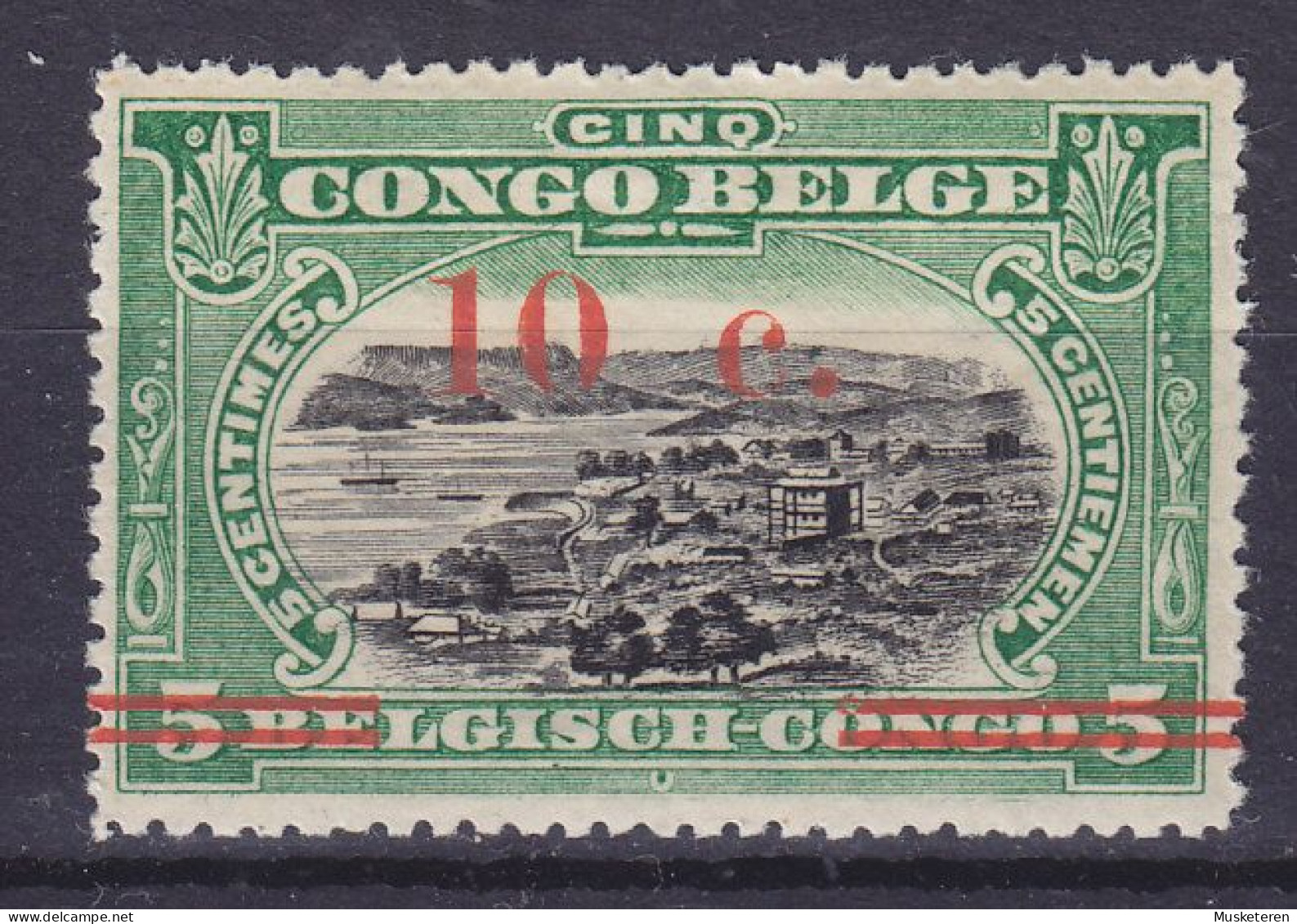 Belgian Congo 1922 Mi. 56, 10c/5c Hafen Von Matadi Overprinted Surchargé ERROR Variety 'Part Of '0' In 10 Missing', MH* - Ungebraucht