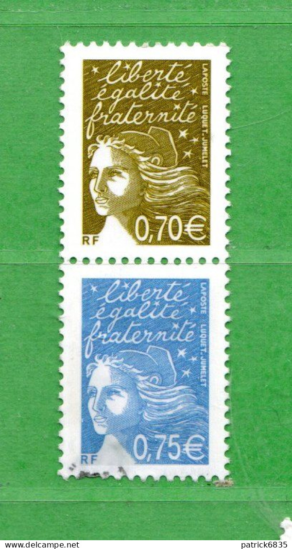 Franciia ° 2004 - Paire Verticale Provenant De Feuille F. 3688B Personnalisées - Yvert. 3688K - 3688L -  .  Oblitérés. - 1997-2004 Marianne Du 14 Juillet