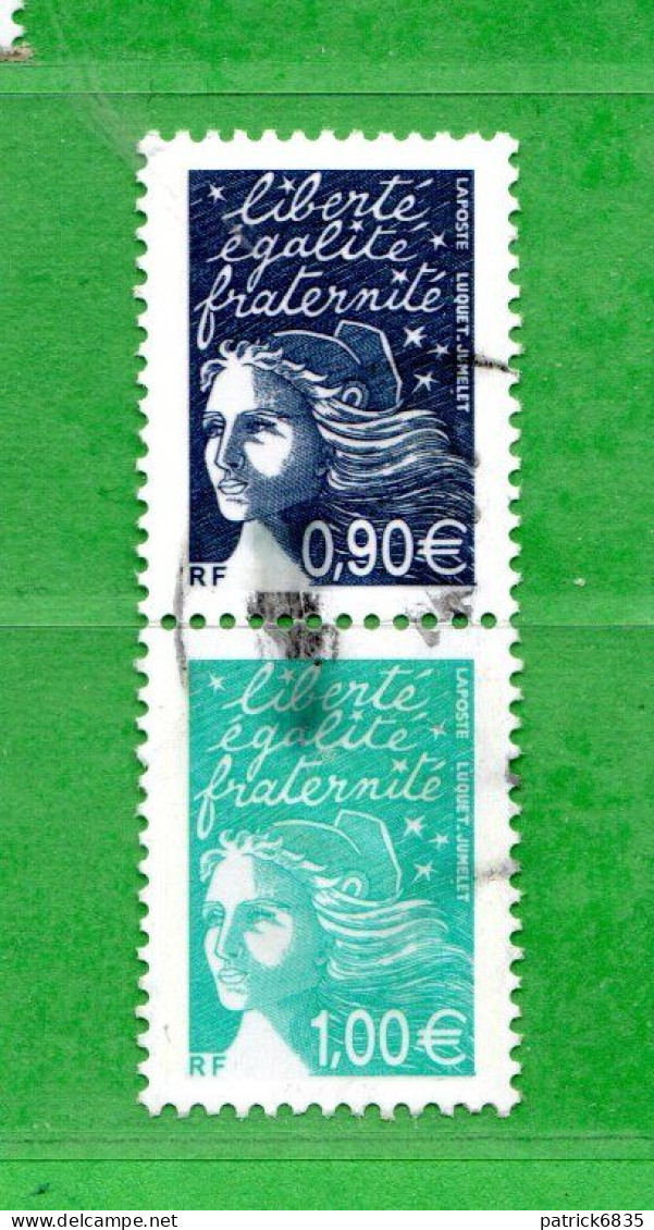 Franciia ° 2004 - Paire Verticale Provenant De Feuille F. 3688B Personnalisées - Yvert. 3688M - 3688N -  .  Oblitérés. - 1997-2004 Marianne (14. Juli)