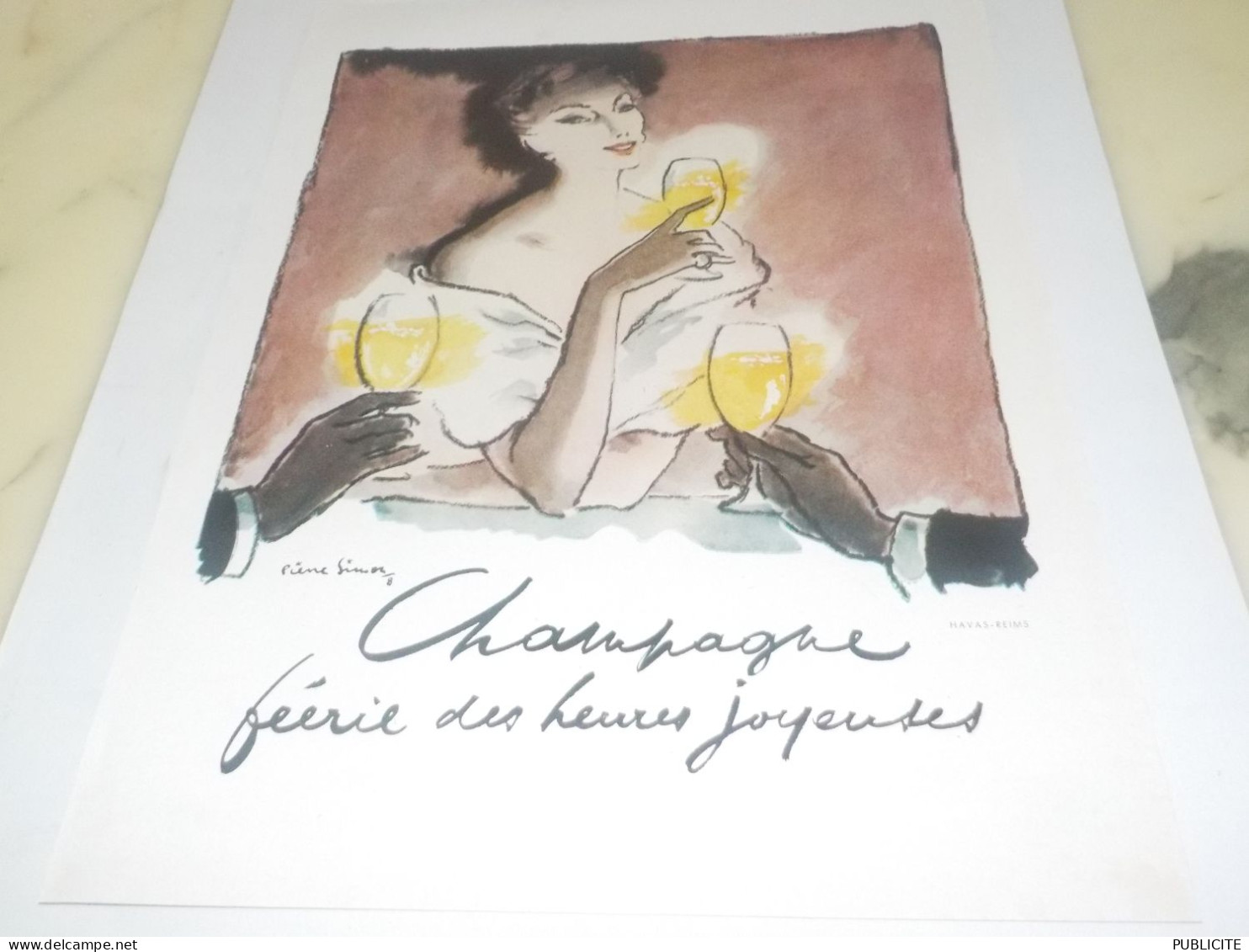 ANCIENNE PUBLICITE FEERIE DES HEURES JOYEUSES CHAMPAGNE 1950 - Alcohol