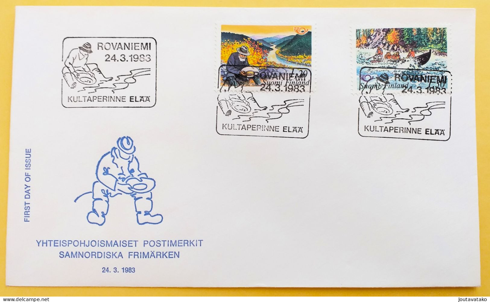 Finland First Day Of Issue Norden 1983 - Gold Panner, River Trip - MiNo 922, 923 - FDC