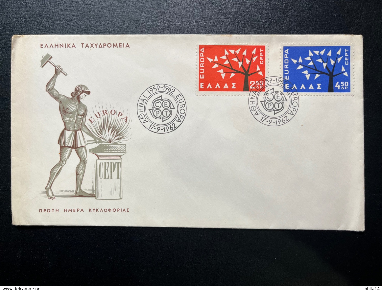 ENVELOPPE EUROPA / ATHENES / FDC 1962 - Lettres & Documents