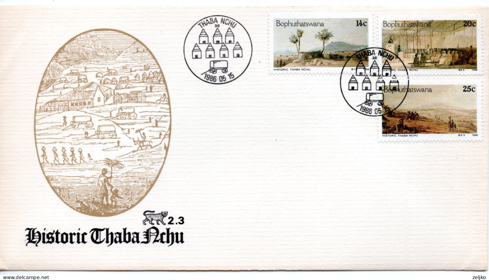 Boputhtswana, 1986, Michel 170 - 172, FDC, Historic Thaba Nchu - Bophuthatswana