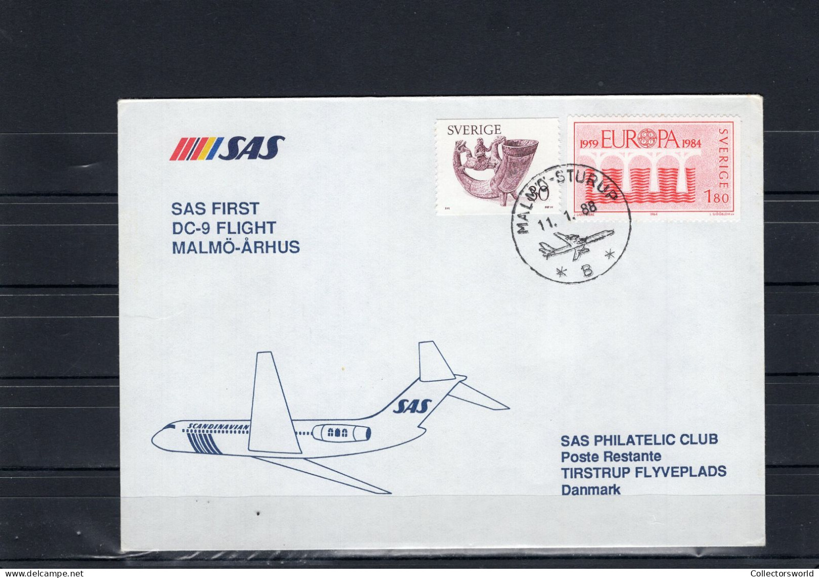 Sweden SAS 1988 First Flight Cover DC-9 Malmo - Aarhus - FDC