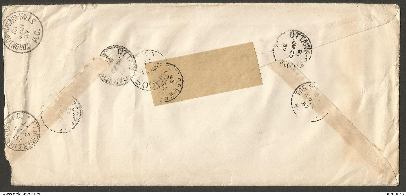 1937 Registered Cover 15c Silver Jubilee/Pictorial RPO CDS Ottawa To Simcoe Ontario - Histoire Postale