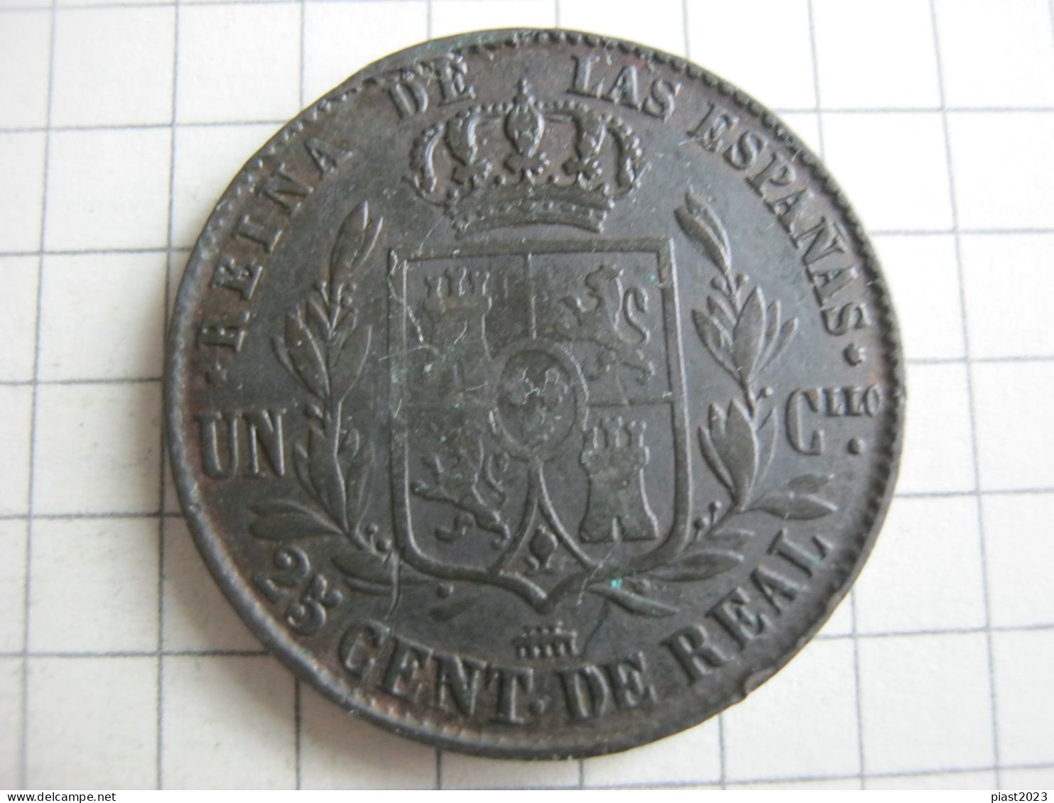 Spain 25 Centimos 1857 - Primeras Acuñaciones