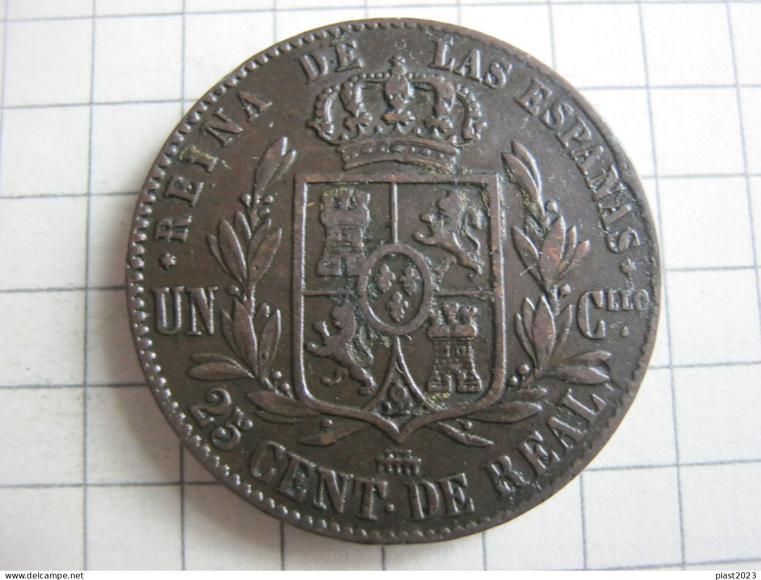 Spain 25 Centimos 1858 - Primeras Acuñaciones