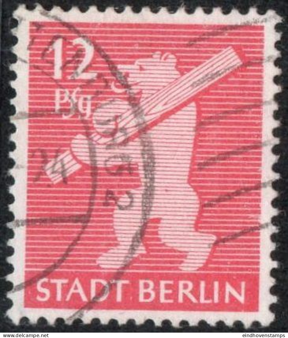 Germany 1945 Stadt Berlin 12 Pf Plateflaw Mi IV Cancelled Certified Ströh BPP "Nostril" - Berlin & Brandebourg