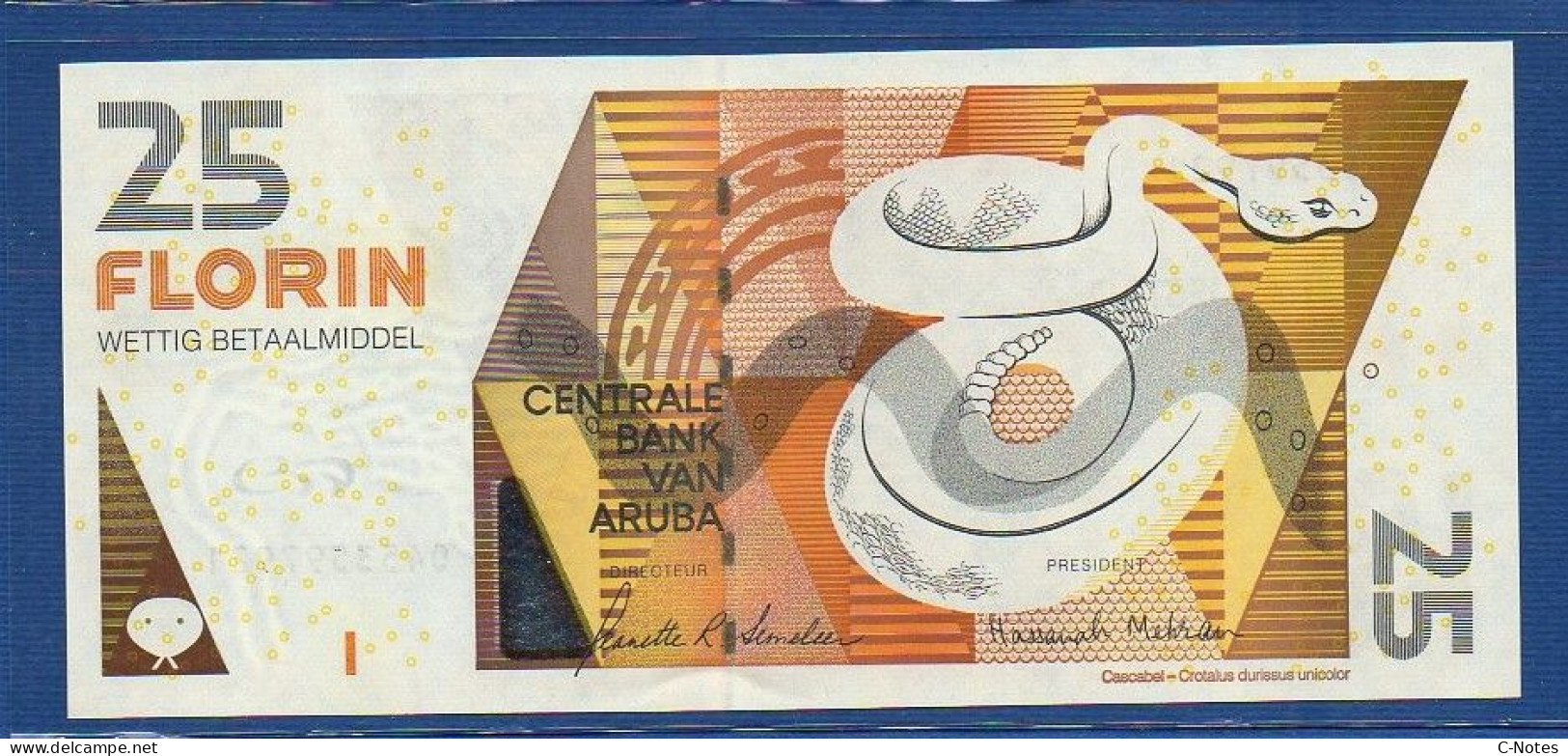 ARUBA - P.17b – 25 FLORIN 2008 UNC, Serie N. 0453597921 - Aruba (1986-...)