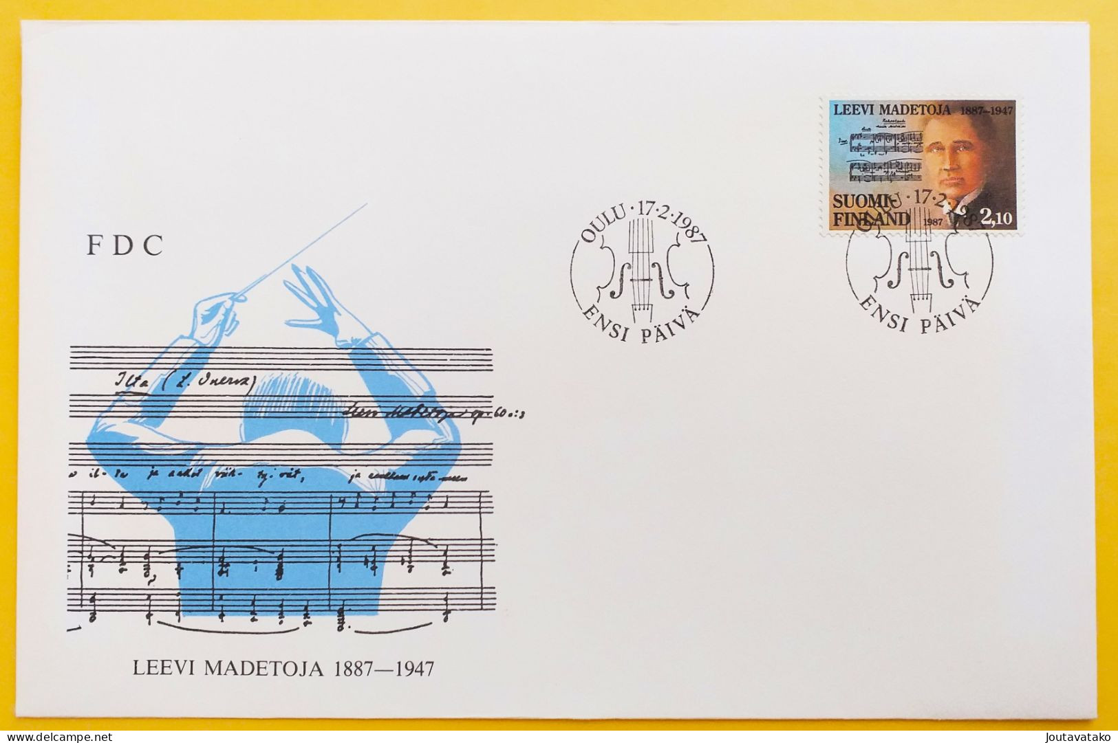 Finland FDC 1987 - 100th Birthday Of Composer Leevi Madetoja - MiNo 1014 - FDC