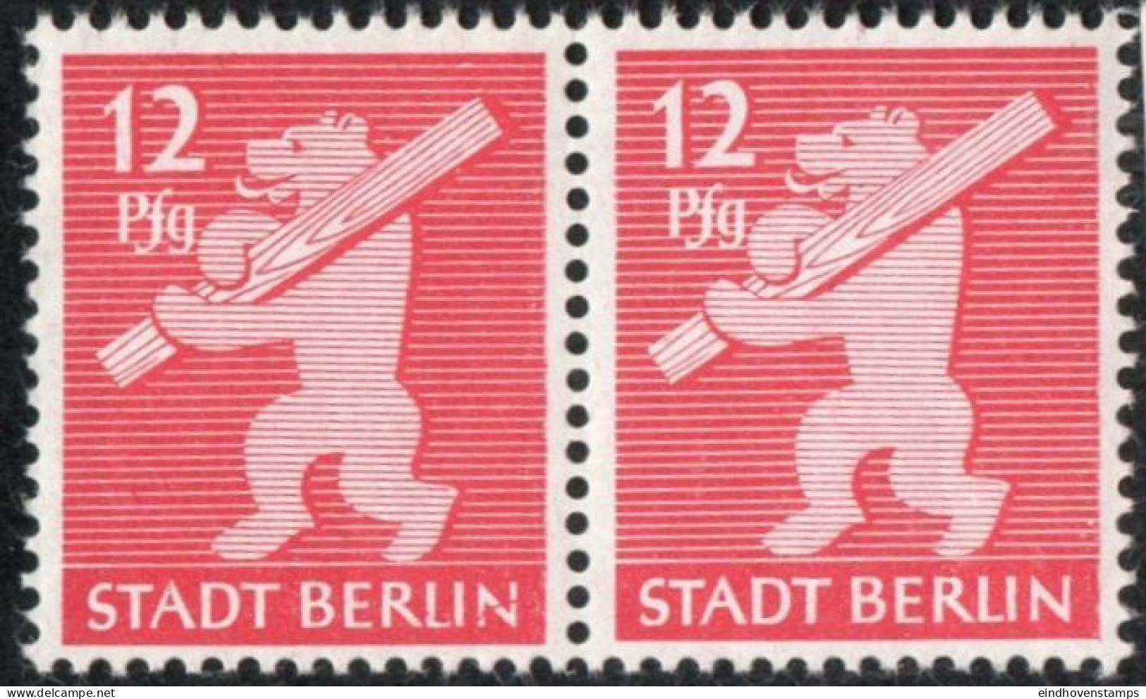 Germany 1945 Stadt Berlin 12 Pf Plateflaw Mi XIII MNH Certified Ströh BPP Scratuc Through  Ber"LIN" - Berlino & Brandenburgo