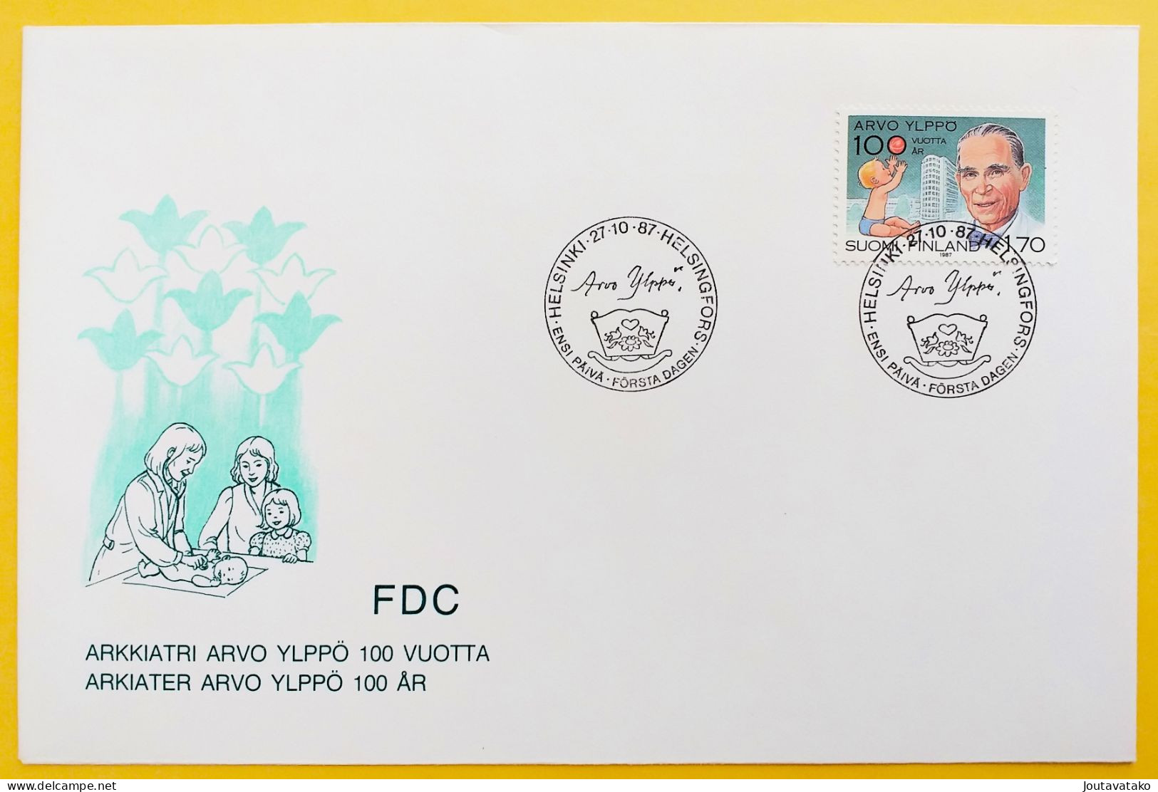 Finland FDC 1987 - 100th Birthday Of Doctor Arvo Ylppö - MiNo 1031 - FDC