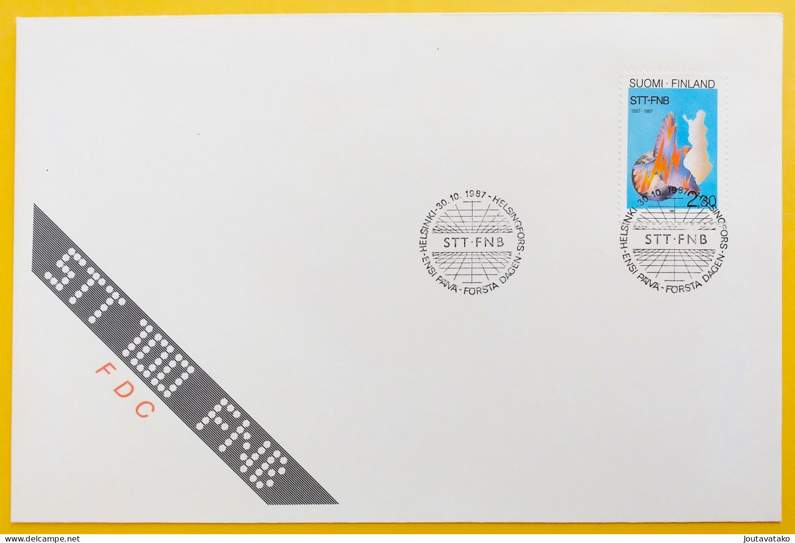 Finland FDC 1987 - Centenary Of Finnish News Agency - MiNo 1034 - FDC