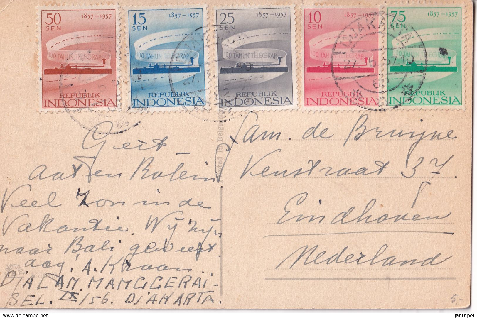 1957 PPC SET POST & TELEGRAPH To HOLLAND - Indonésie