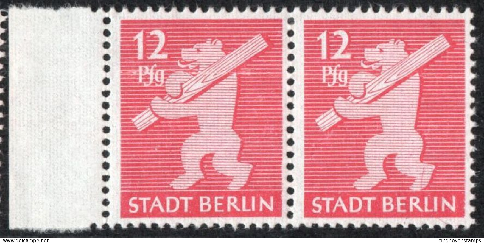 Germany 1945 Stadt Berlin 12 Pf Plateflaw Mi XVI MNH Certified Ströh BPP Vertical Scratch Through  Ber"L"in, Folded - Berlin & Brandenburg