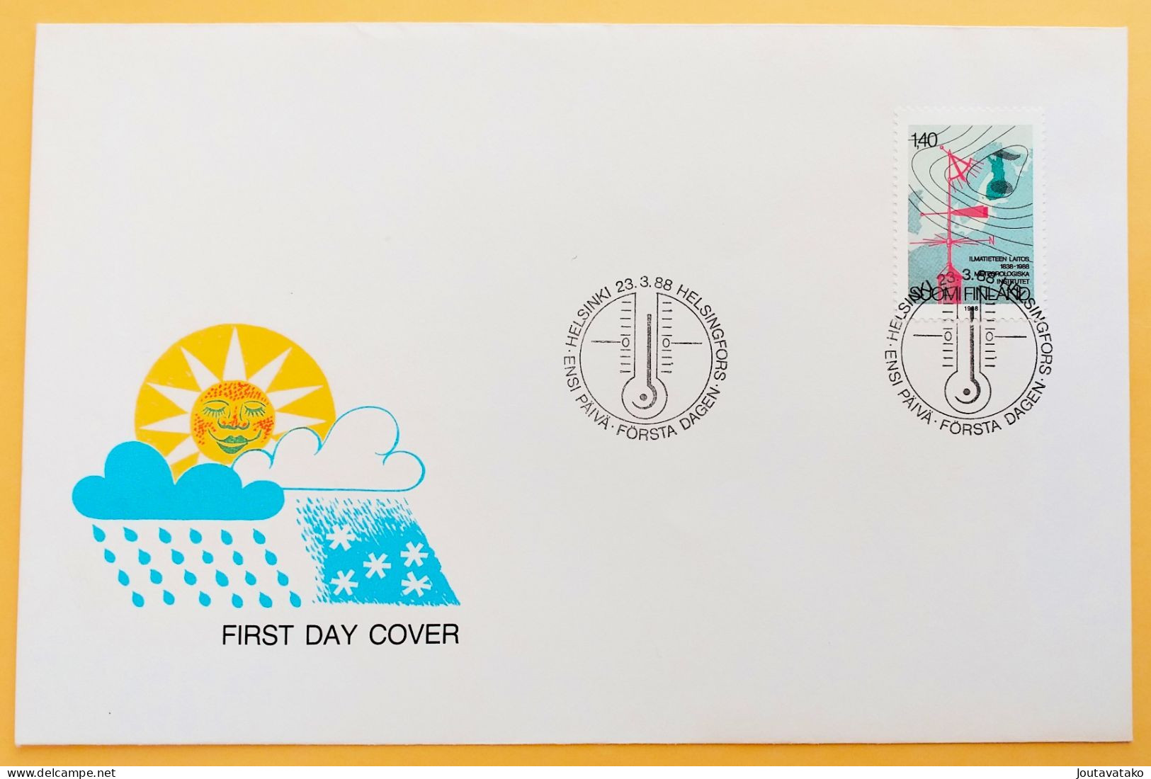 Finland FDC 1988 - 150 Years Of Meteorological Institute - MiNo 1047 - FDC
