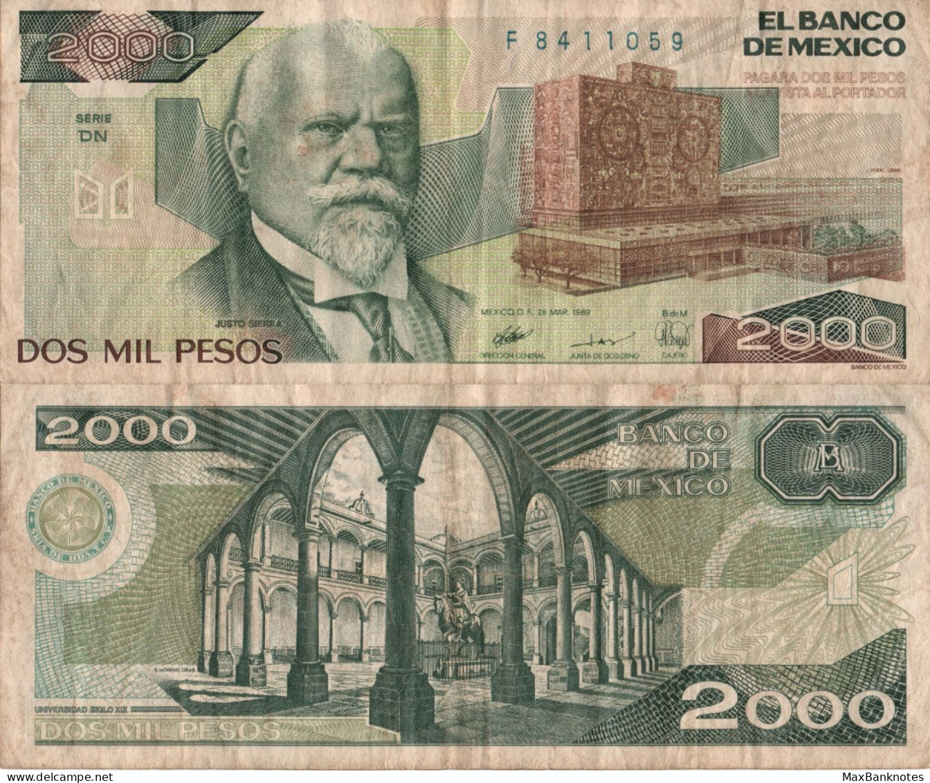 Mexico / 2.000 Pesos / 1989 / P-86(c) / VF - México