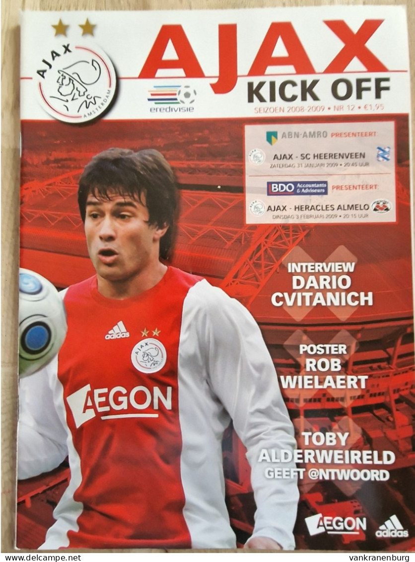 Programme Ajax - SC Heerenveen - 31.01.09 - Ajax - Heracles Almelo - 03.02.09 - KNVB Eredivisie - Football Soccer Fussba - Livres