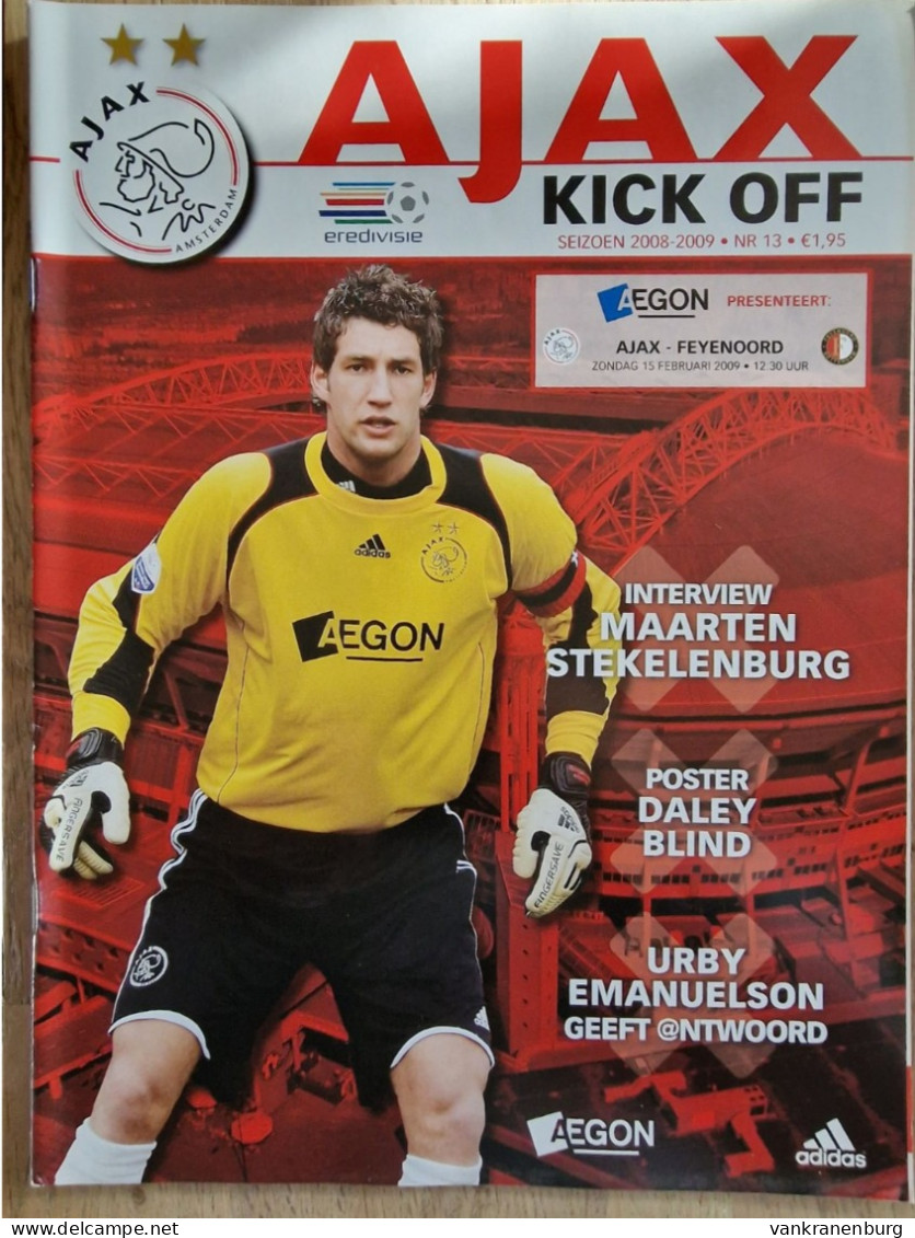 Programme Ajax Amsterdam - Feyenoord - 15.02.09 - KNVB Eredivisie - Football Soccer Fussball Calcio Programm - Libros