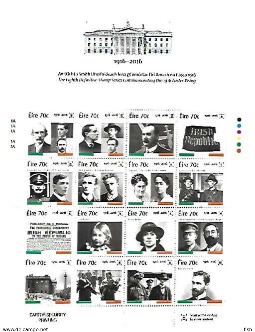 Ireland ** & Definitives, Centenary Of The Easter Rising 2016 (67868) - Blocchi & Foglietti