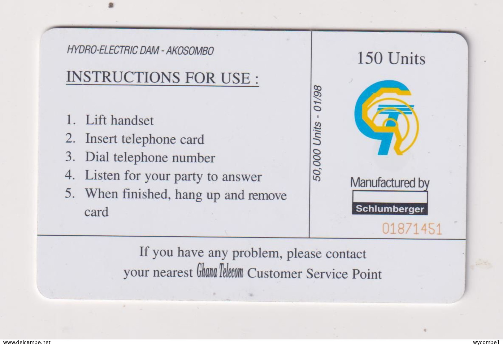 GHANA - Akosombo Dam Chip Phonecard - Ghana