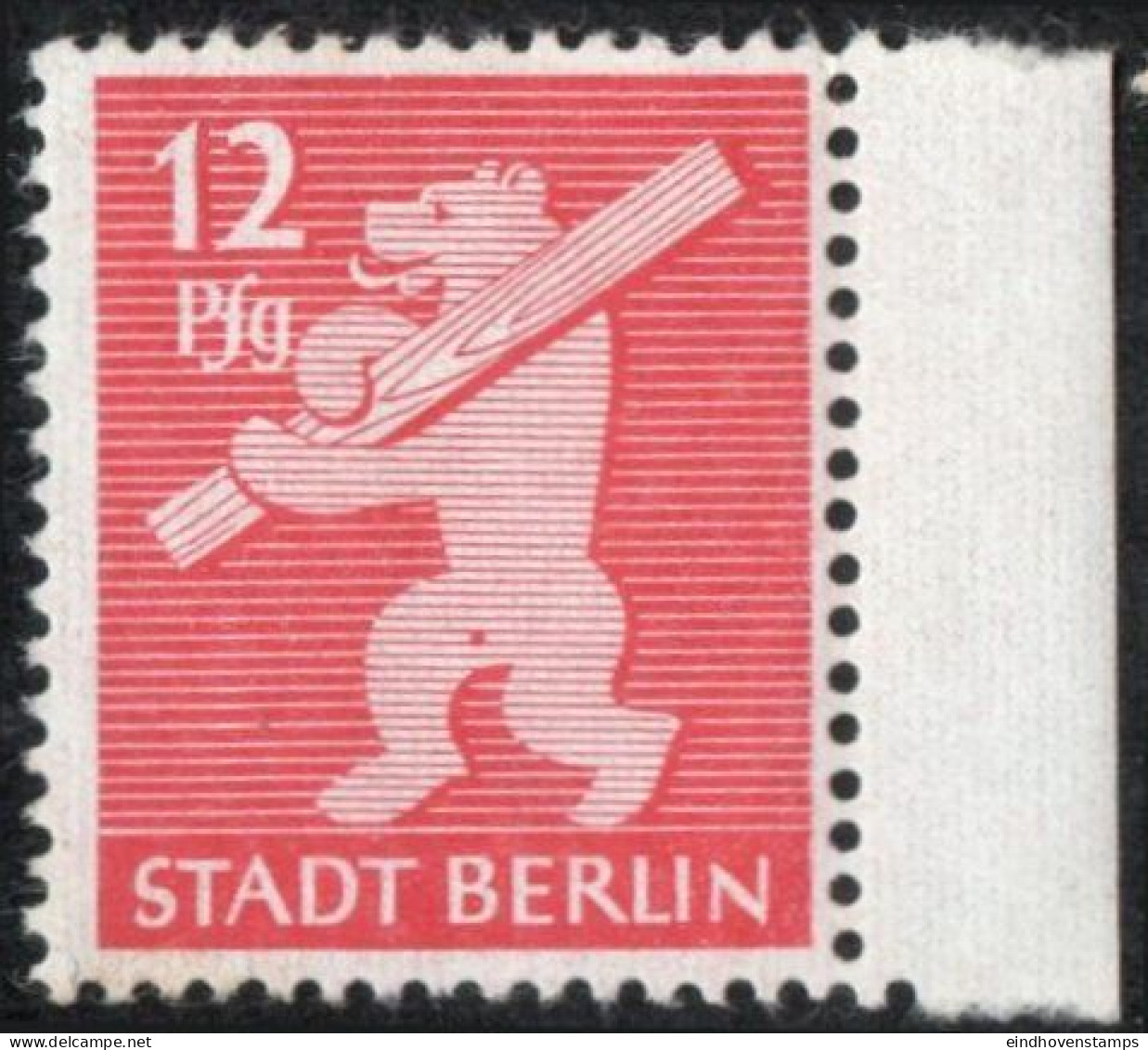 Germany 1945 Stadt Berlin 12 Pf Plateflaw Mi VI MNH Certified Ströh BPP Dot In Bellow - Berlin & Brandenburg