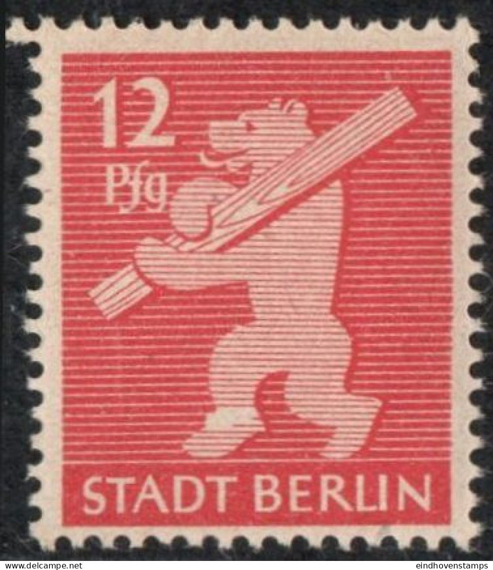 Germany 1945 Stadt Berlin 12 Pf Plateflaw Mi VII MNH Certified Ströh BPP White Leg - Berlijn & Brandenburg