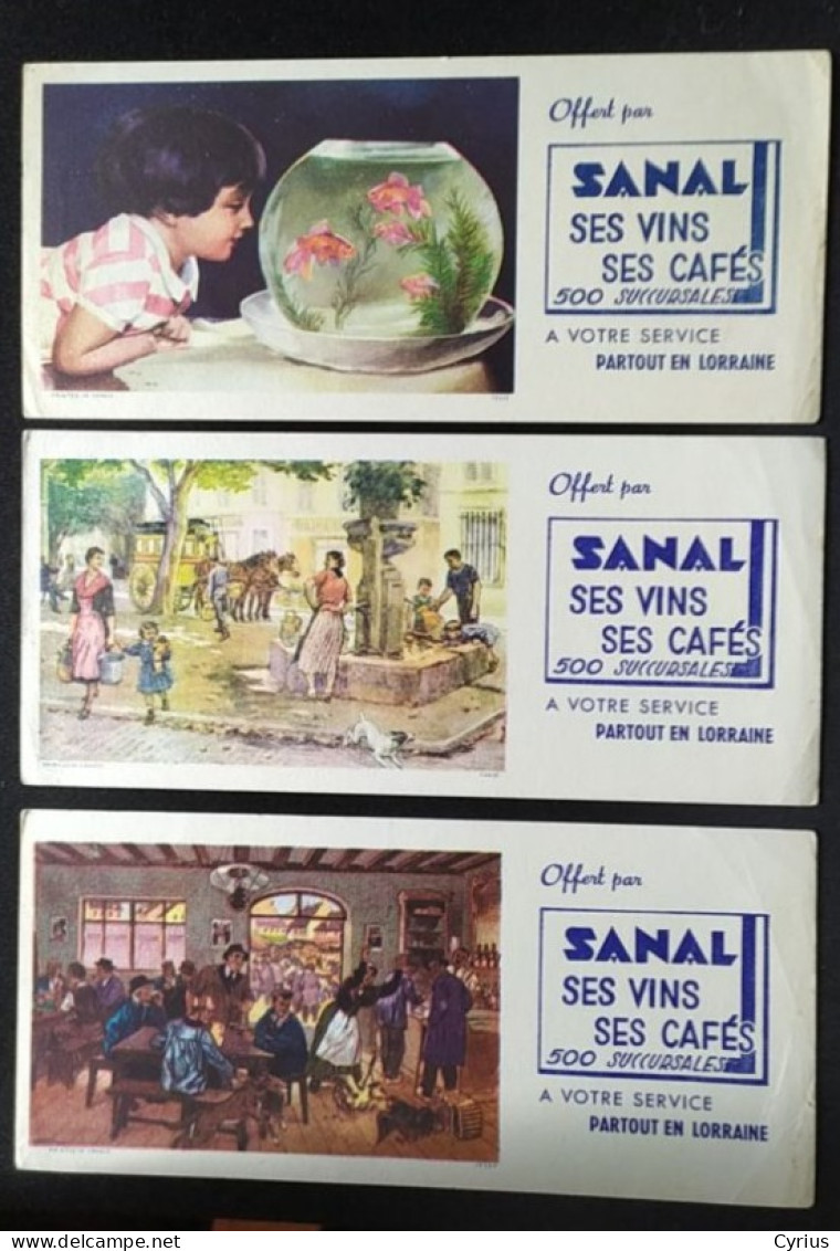 Lot De 3 Buvards SANAL Vins Et Cafés - Lorraine - - Café & Té