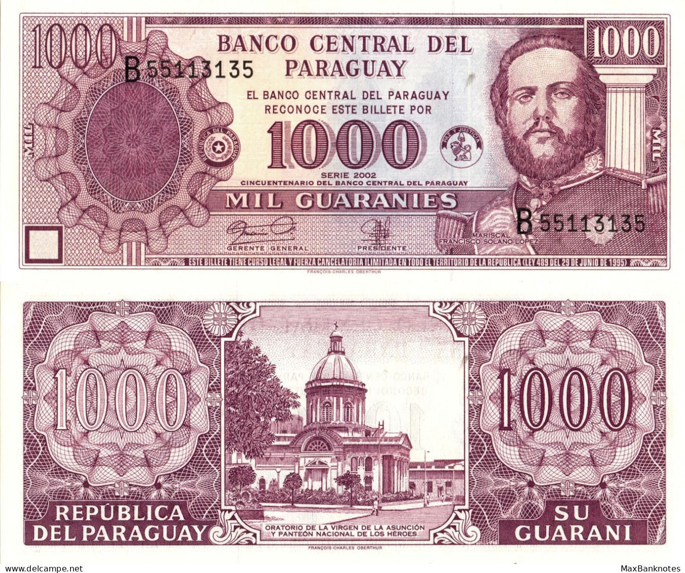 Paraguay / 1.000 Guaranies / 2002 / P-211(a) / UNC - Paraguay