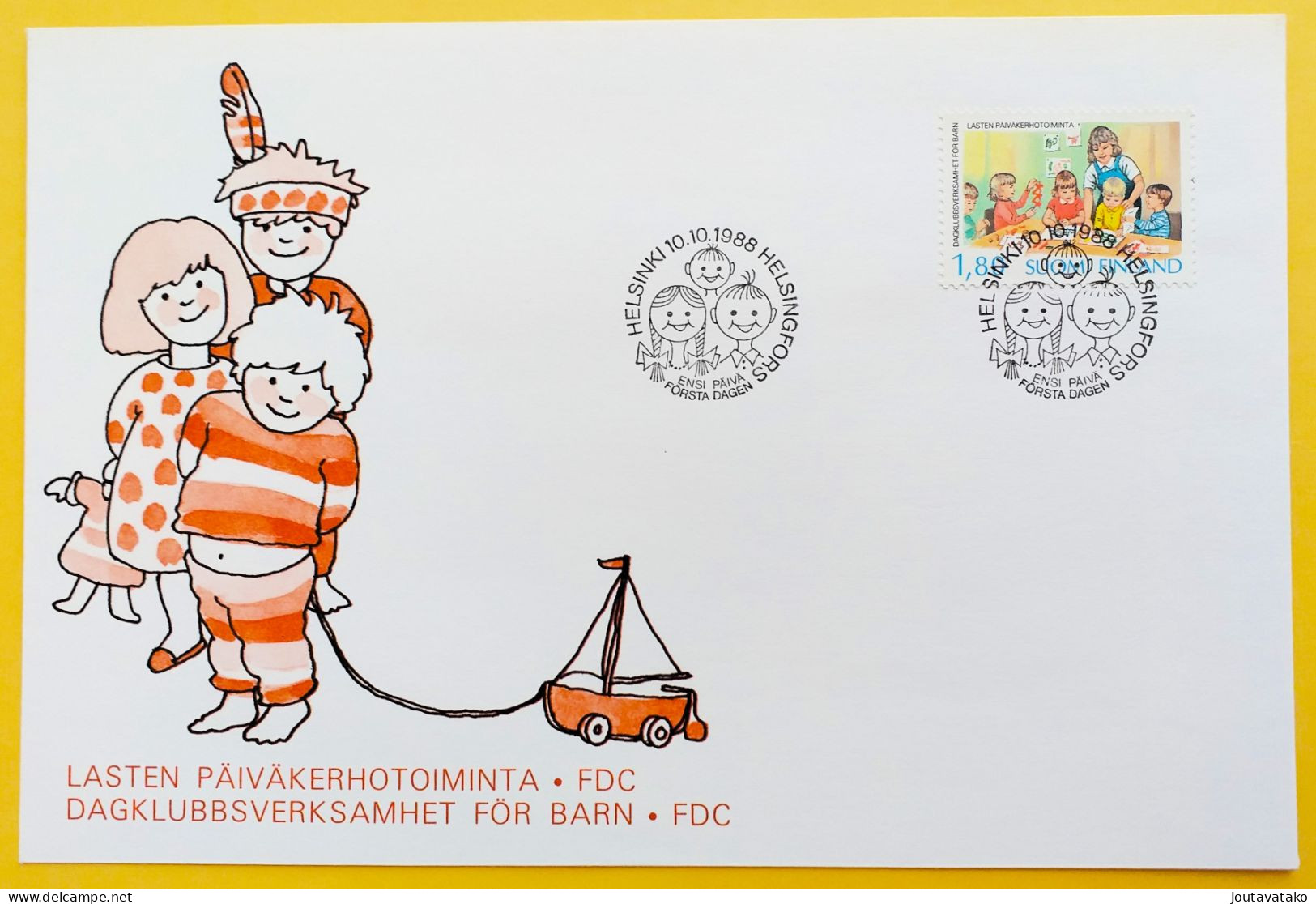 Finland FDC 1988 - 40th Anniversary Of Day Nurseries - Children - MiNo 1065 - FDC