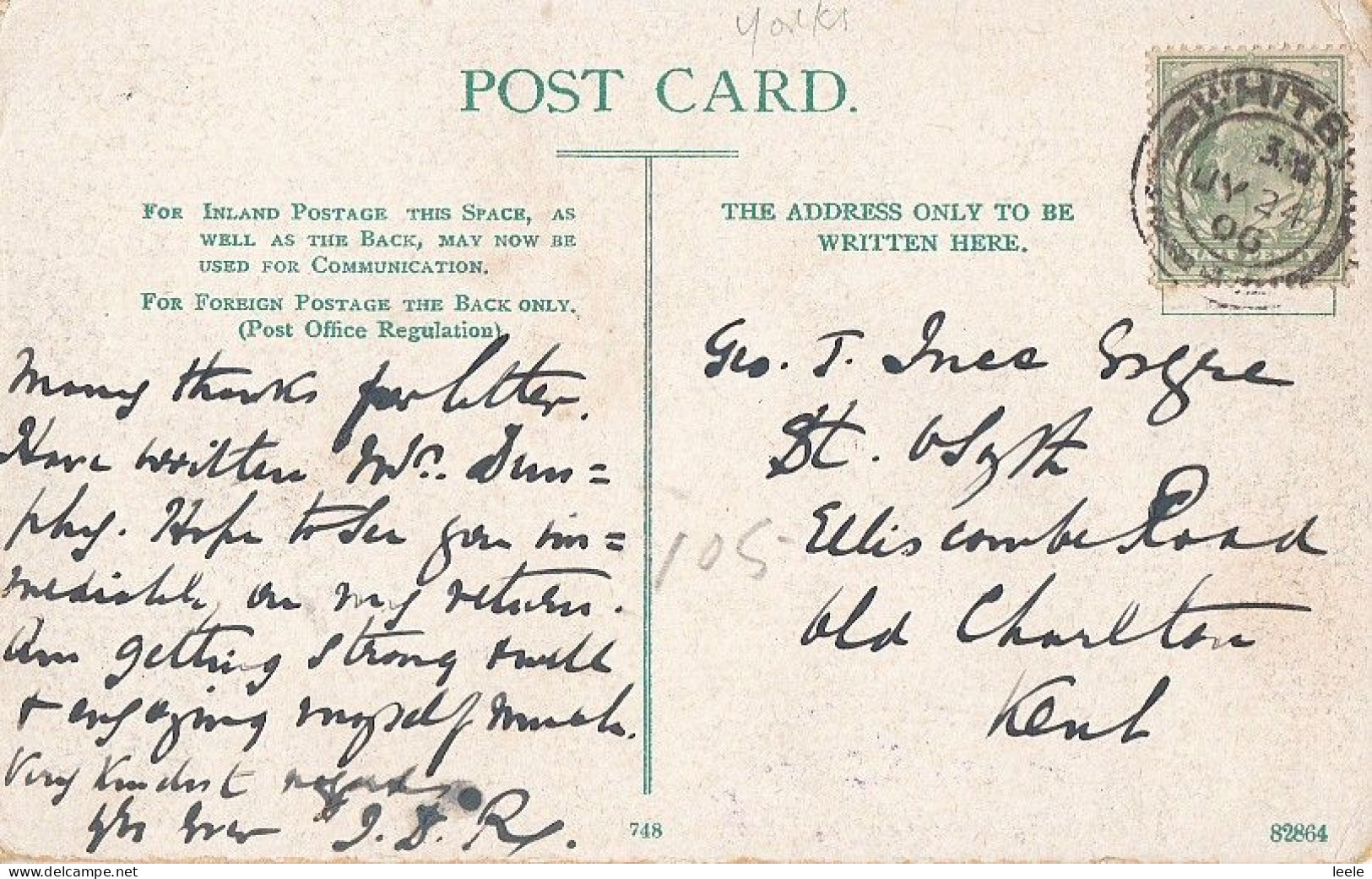 BT51.  Vintage Postcard.  Caedmon Cross. Whitby, Yorkshire - Whitby