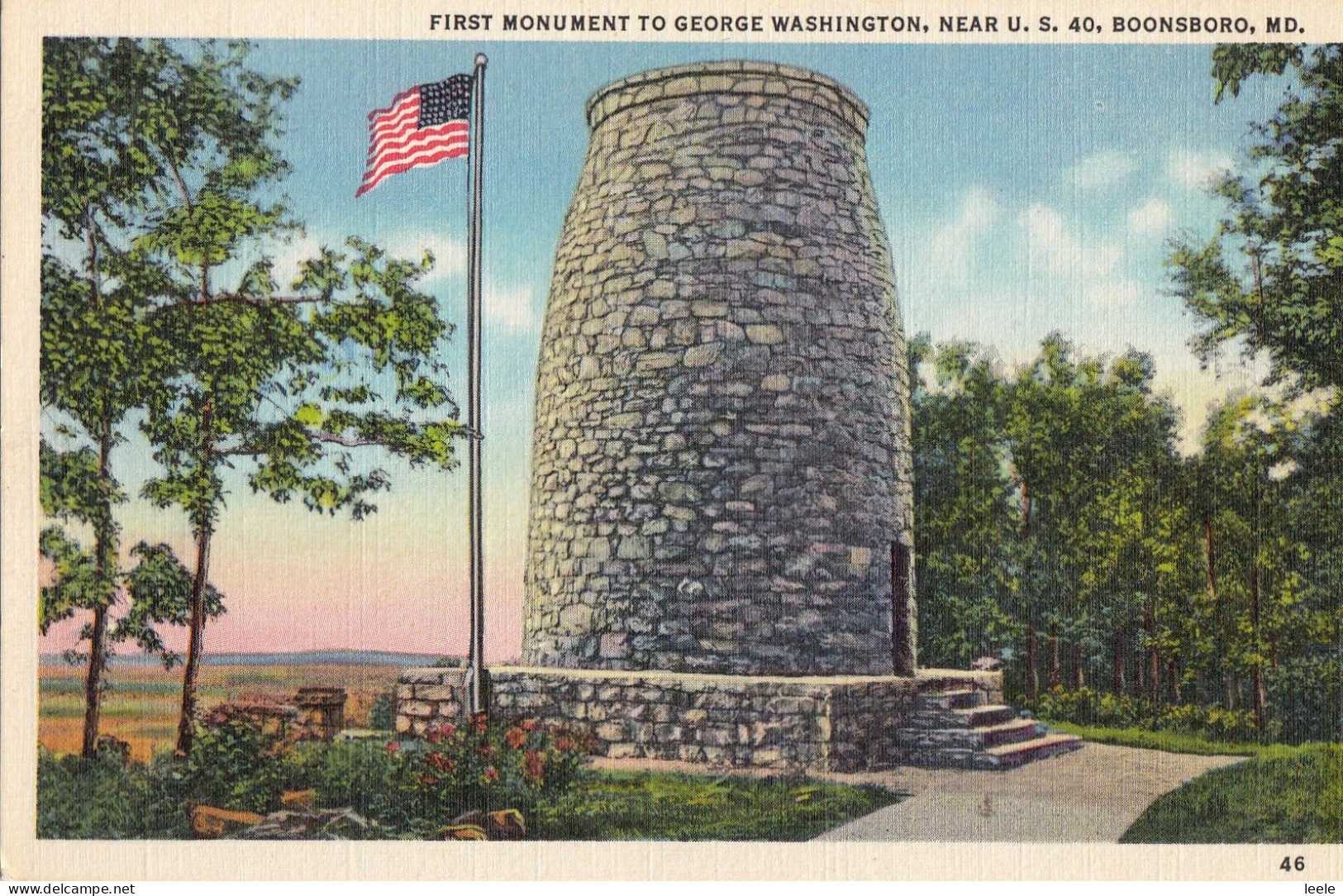 BT47. Vintage US Linen Postcard. First Monument To George Washington. Boonsboro MD - Other & Unclassified