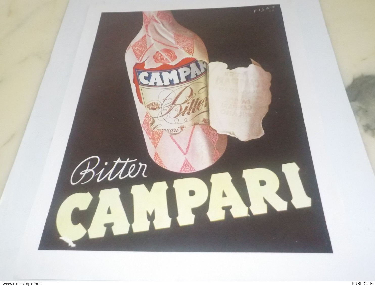 ANCIENNE PUBLICITE APERITIF BITTER CAMPARI 1950 - Alcolici