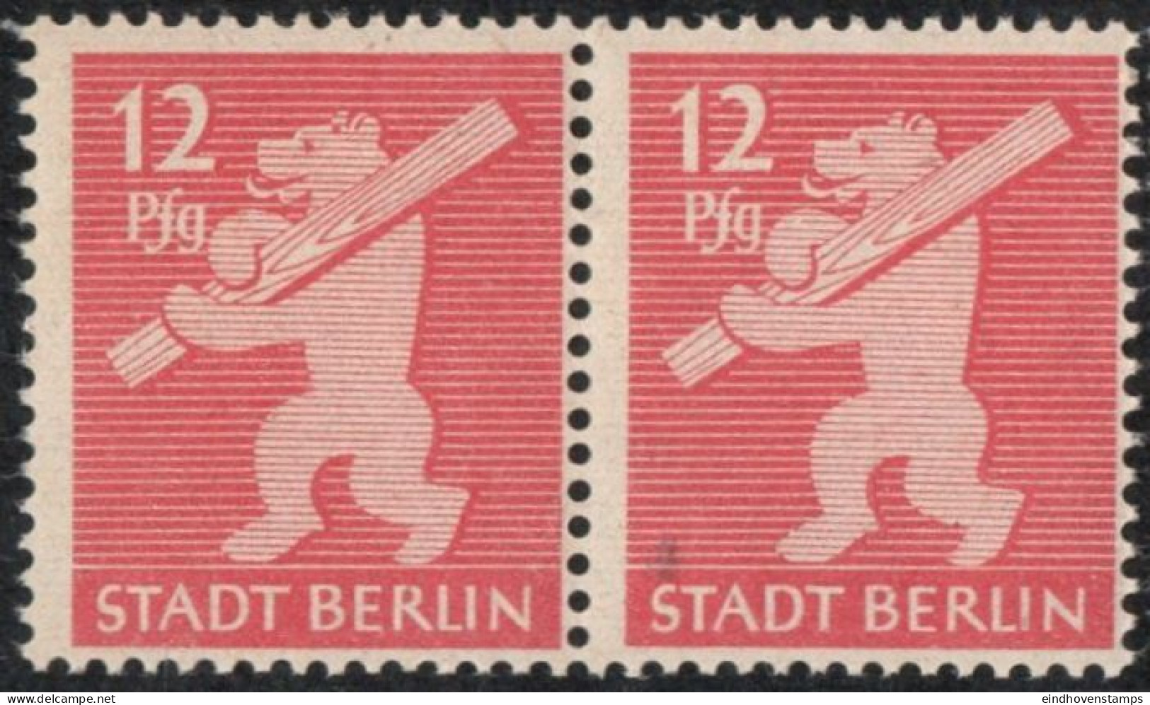 Germany 1945 Stadt Berlin 12 Pf Plateflaw Mi IX MNH Certified Ströh BPP Blot Beneath Right Ear - Berlijn & Brandenburg