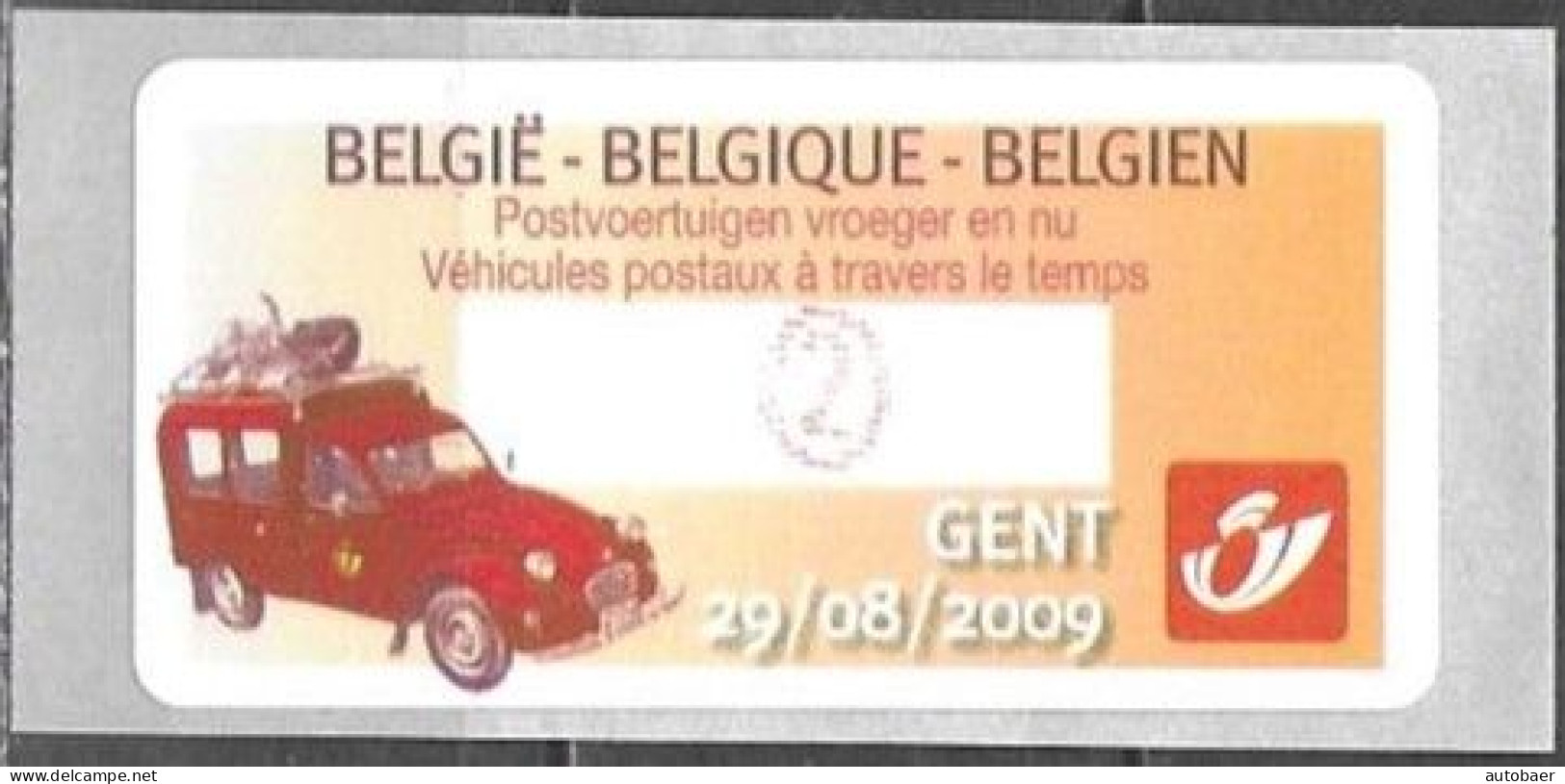 Belgium Belgique Belgien 2009 ATM Machine Stamp Gent Citroen 2CV Mi. No. 67 "2" MNH Neuf ** Postfrisch - Ungebraucht