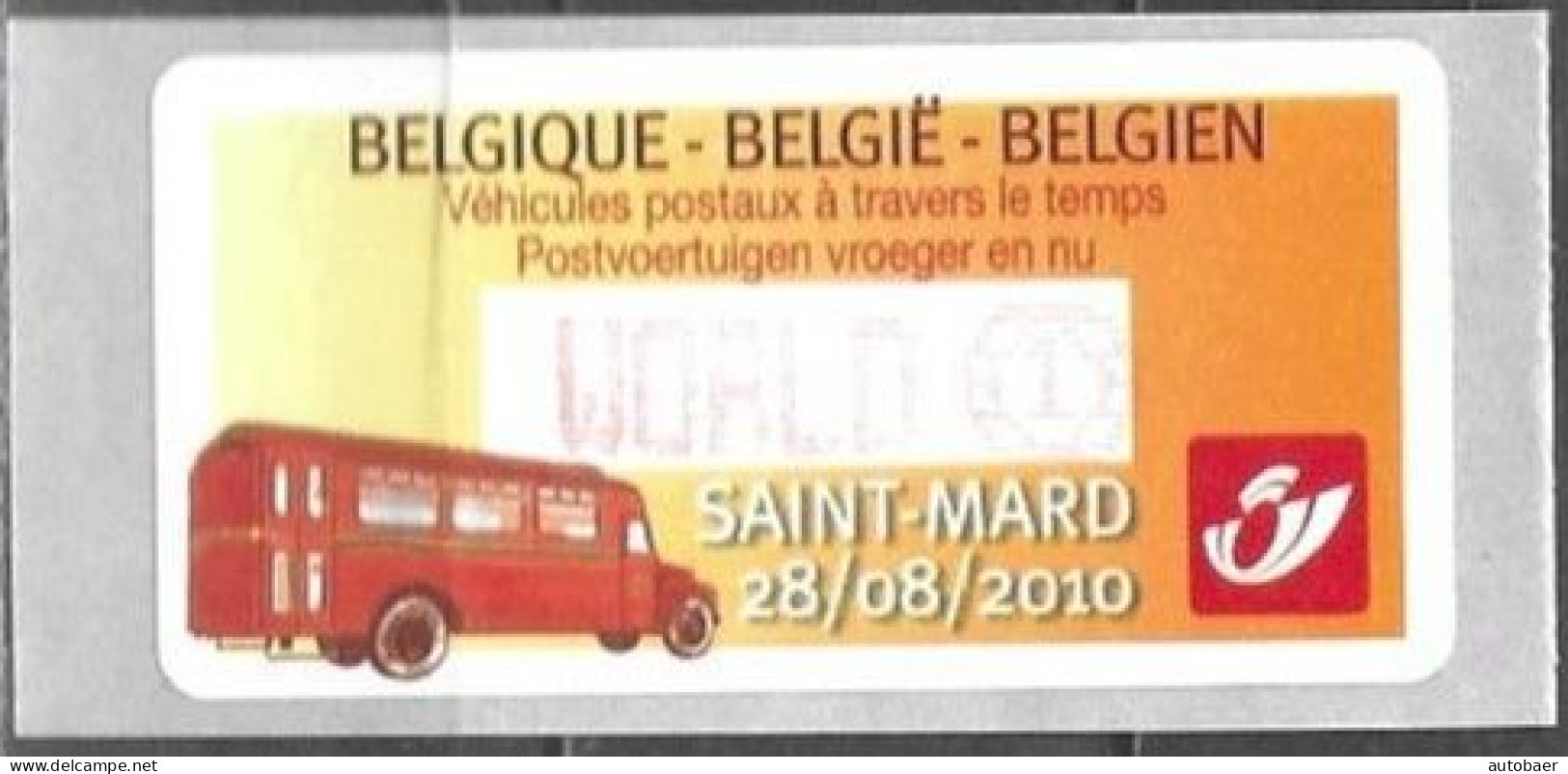 Belgium Belgique Belgien 2010 ATM Machine Stamp Saint-Mard Post Bus Mi. No. 70 "World 1" MNH Neuf ** Postfrisch - Ungebraucht
