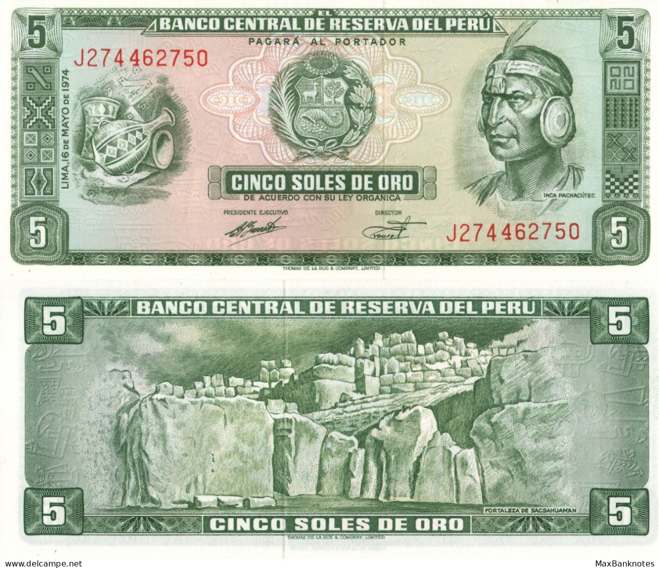 Peru / 5 Soles / 1974 / P-99(c) / UNC - Peru