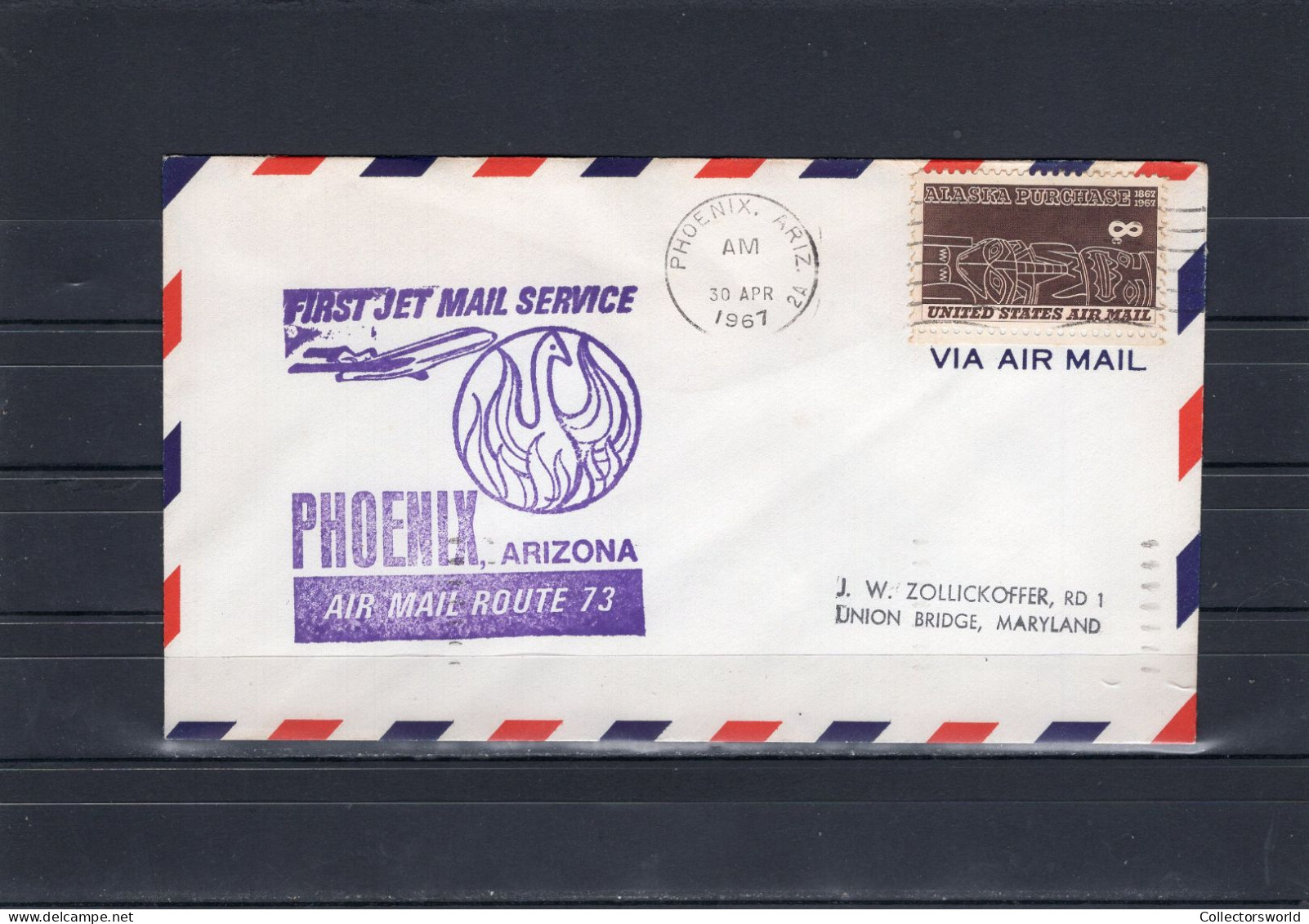 USA 1967 First Flight Cover First Jet Mail Service Phoenix Arizona Airmail Route 73 (to Denver) - FDC