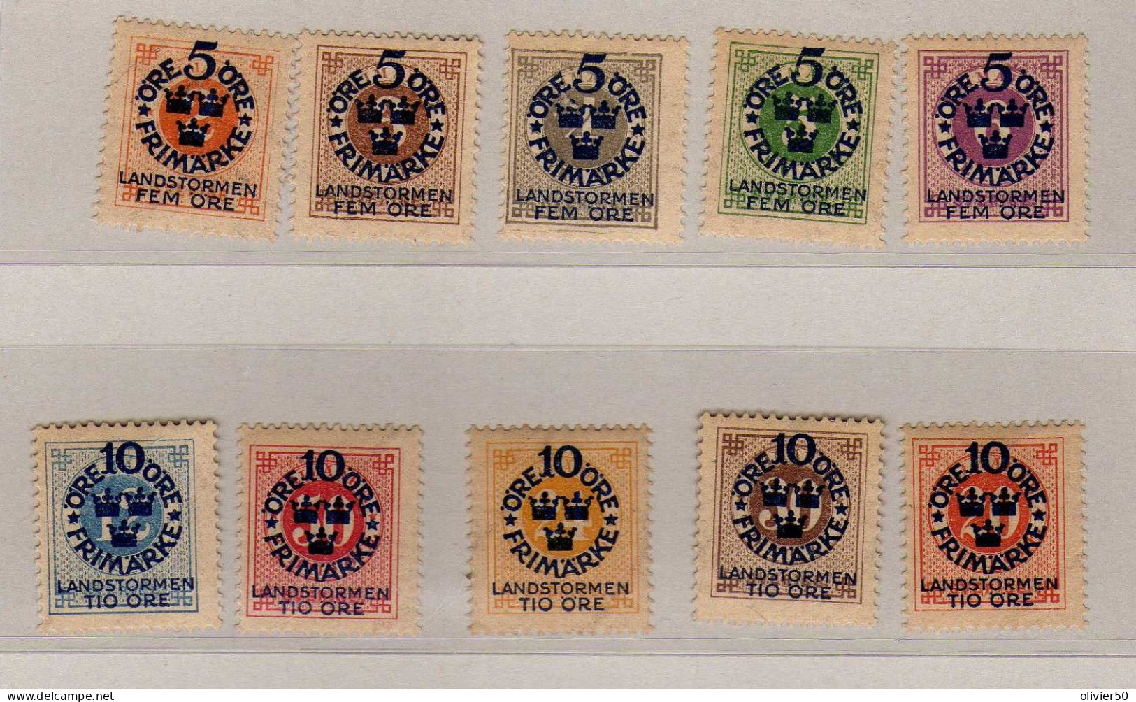Suede - (1916) -   Timbres Surcharges Landstorm -   Neufs* - MH - Unused Stamps