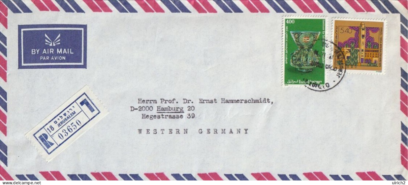 Israel - Registered Airmail Letter - Jerusalem To Germany - 1978 (67457) - Lettres & Documents