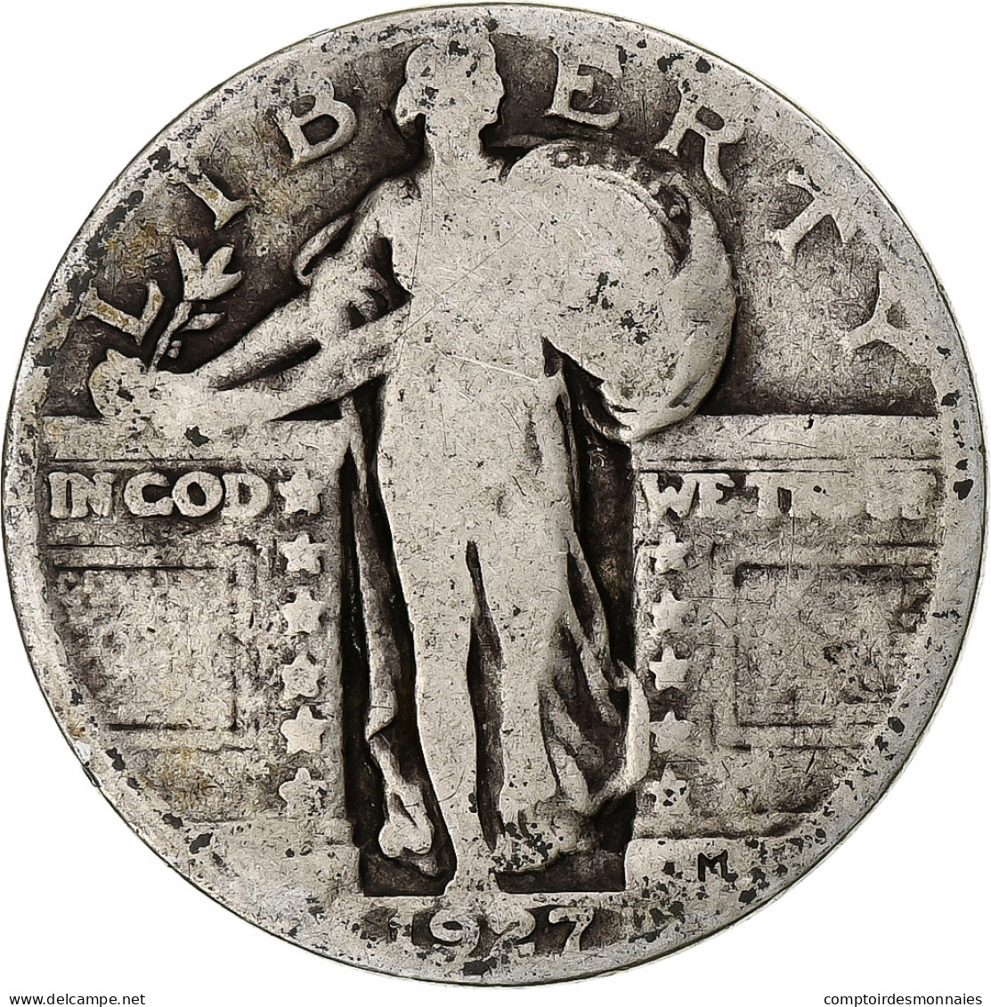 États-Unis, Quarter, Standing Liberty Quarter, 1927, Philadelphie, Argent, B+ - 1916-1930: Standing Liberty