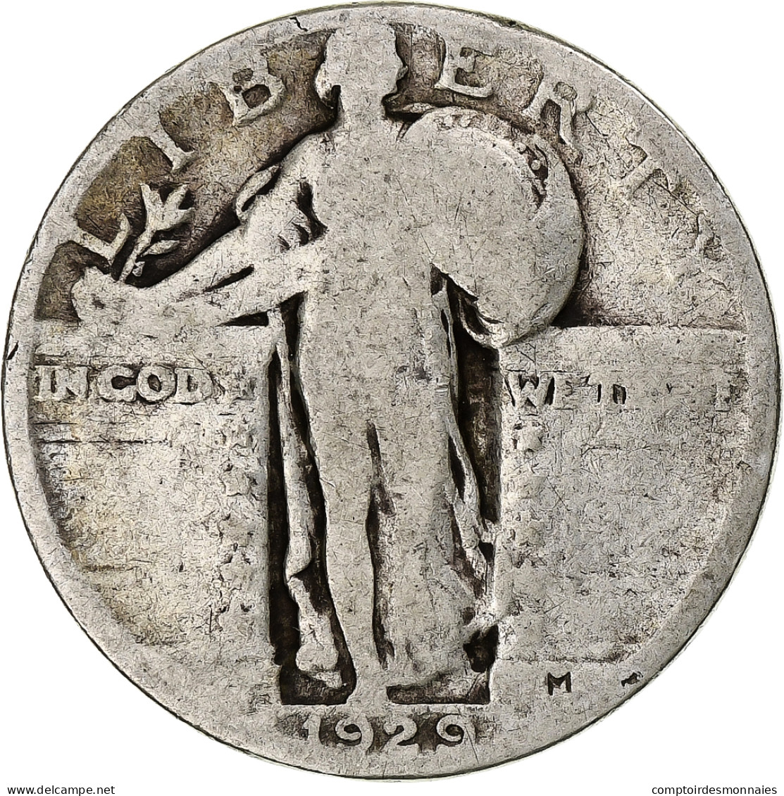 États-Unis, Quarter, Standing Liberty Quarter, 1929, Philadelphie, Argent, B+ - 1916-1930: Standing Liberty (Liberté Debout)