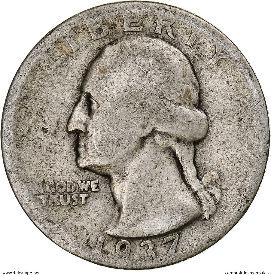 États-Unis, Quarter, Washington Quarter, 1937, Denver, Argent, B+ - 1932-1998: Washington