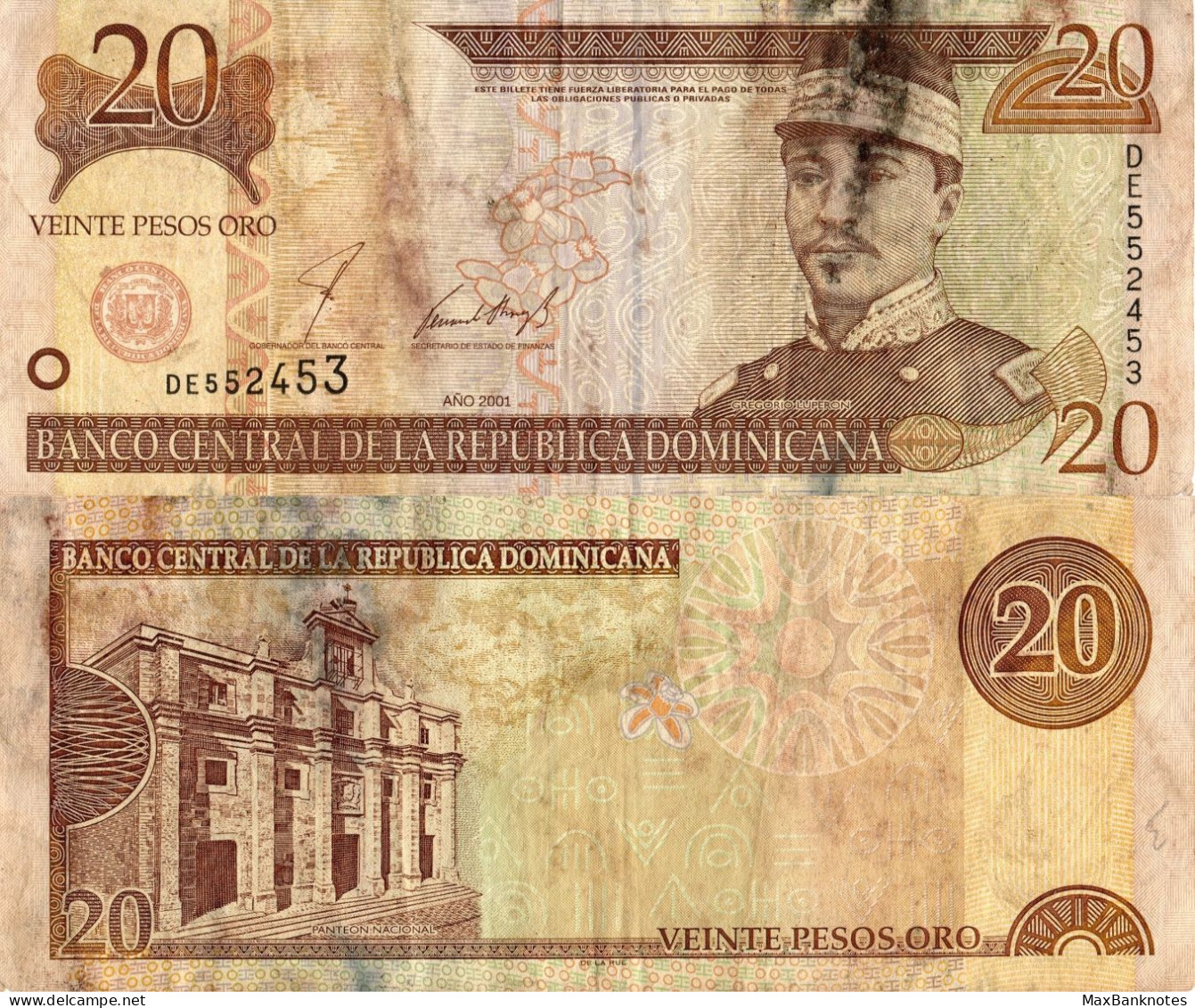 Dominican Rep. / 20 Pesos / 2001 / P-169(a) / VF - República Dominicana