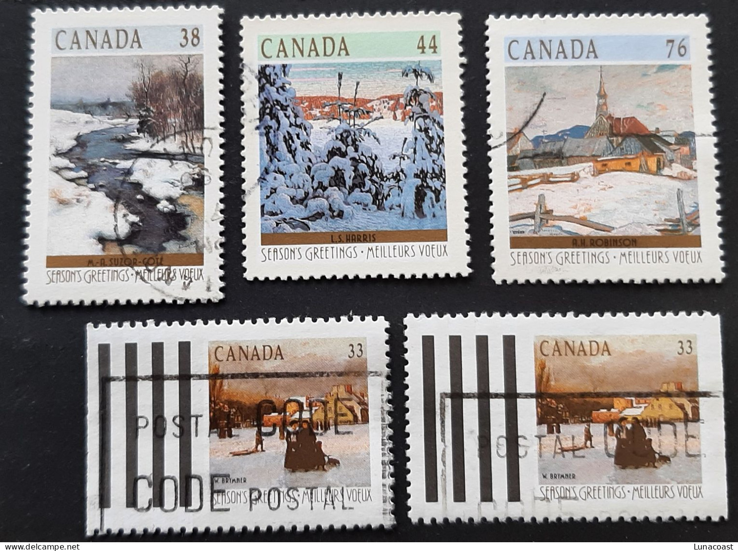 Canada 1989  USED  Sc1256 -1259,  Christmas 1989, Winter Landscapes - Gebruikt
